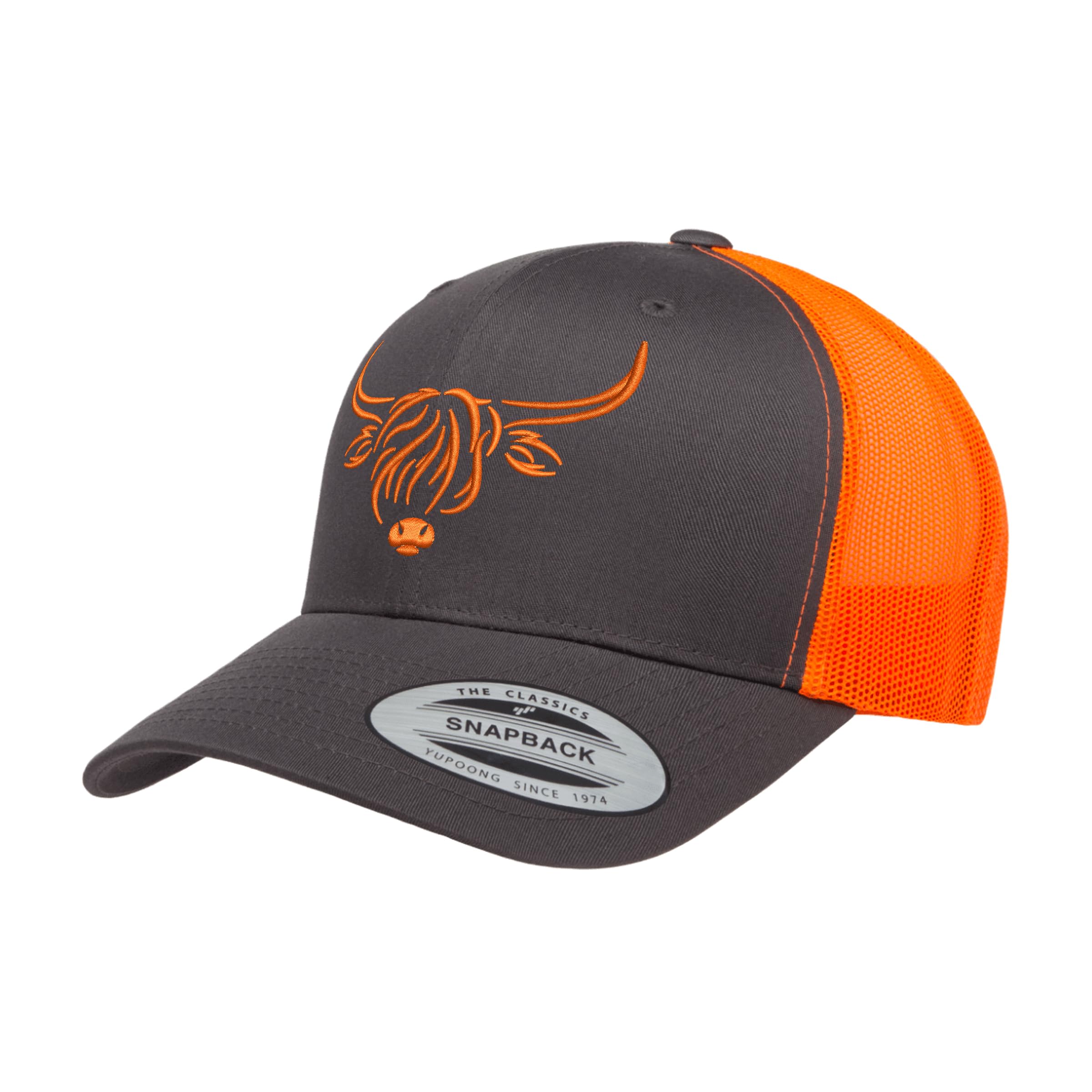 Country Baseball Hat for Men & Women, Embroidered Longhorn Cow Trucker Hat, Adjustable Mesh Snapback Cap