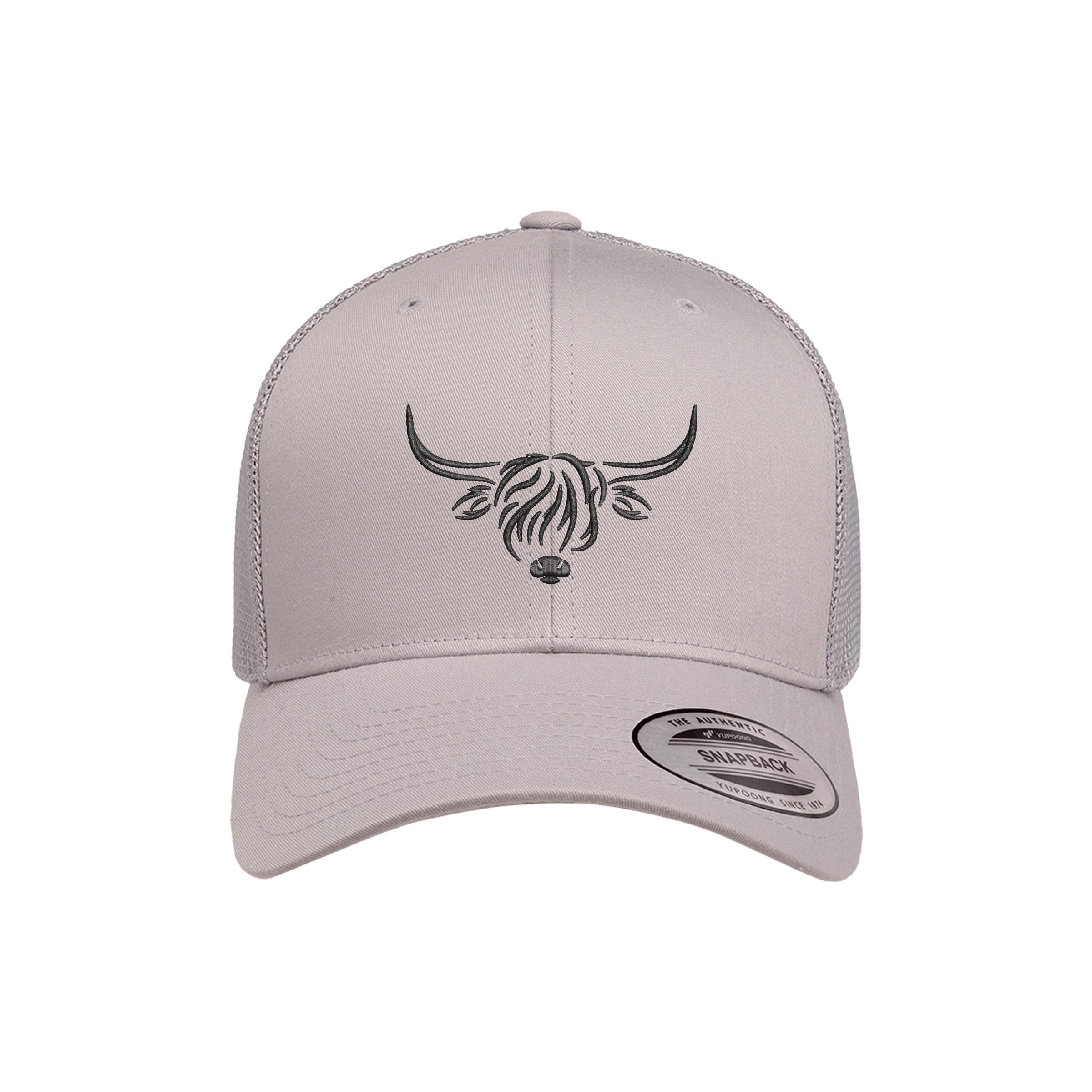 Country Baseball Hat for Men & Women, Embroidered Longhorn Cow Trucker Hat, Adjustable Mesh Snapback Cap