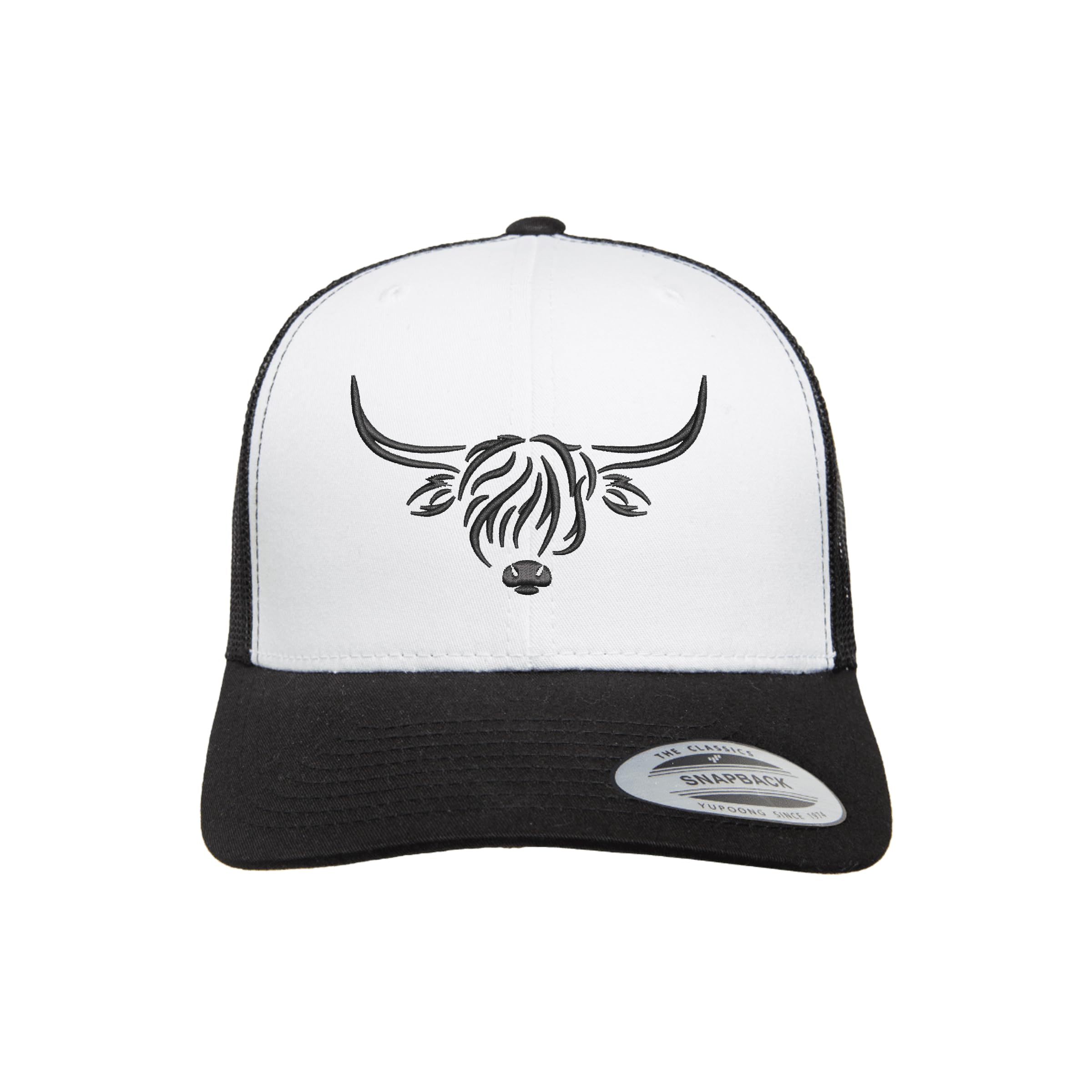 Country Baseball Hat for Men & Women, Embroidered Longhorn Cow Trucker Hat, Adjustable Mesh Snapback Cap