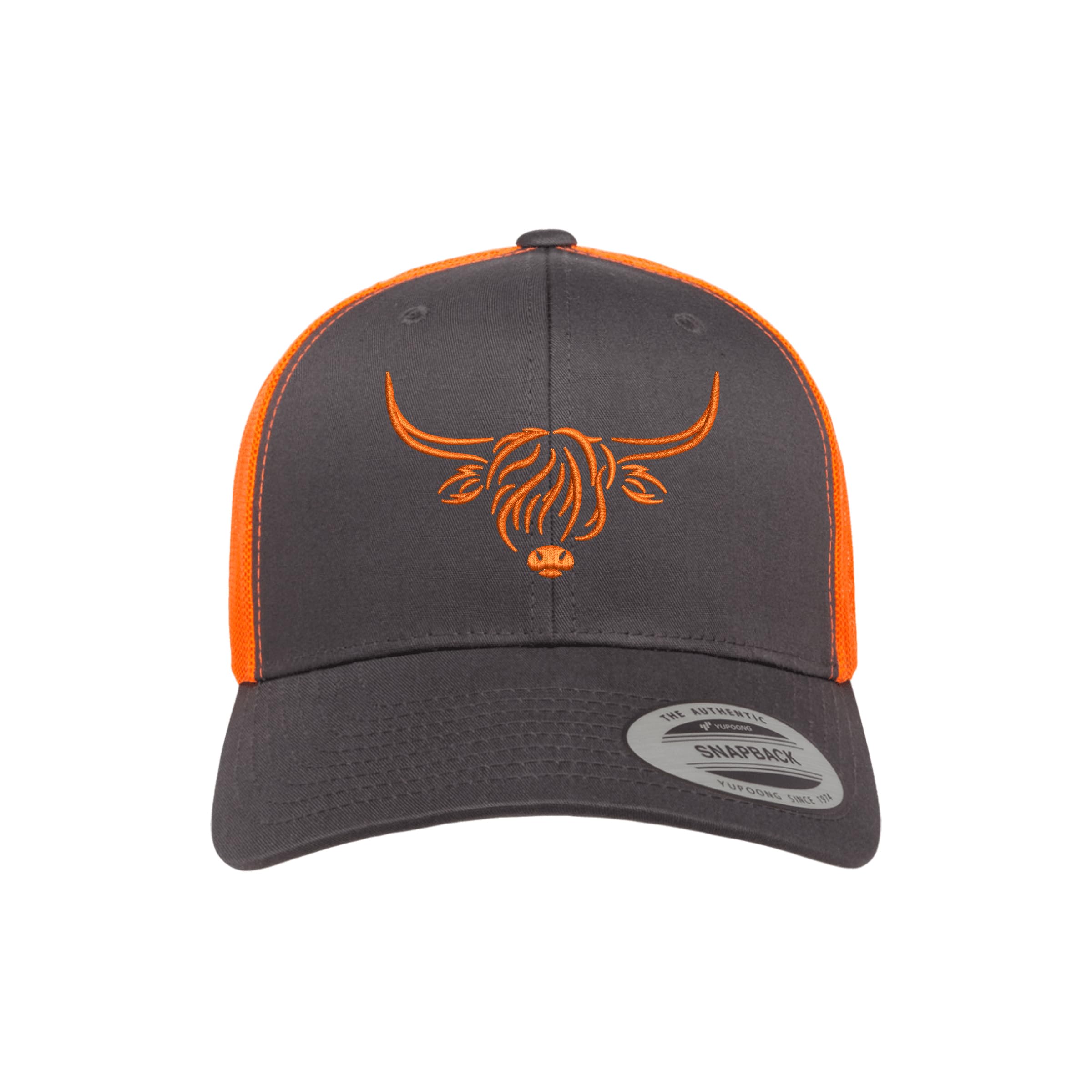 Country Baseball Hat for Men & Women, Embroidered Longhorn Cow Trucker Hat, Adjustable Mesh Snapback Cap