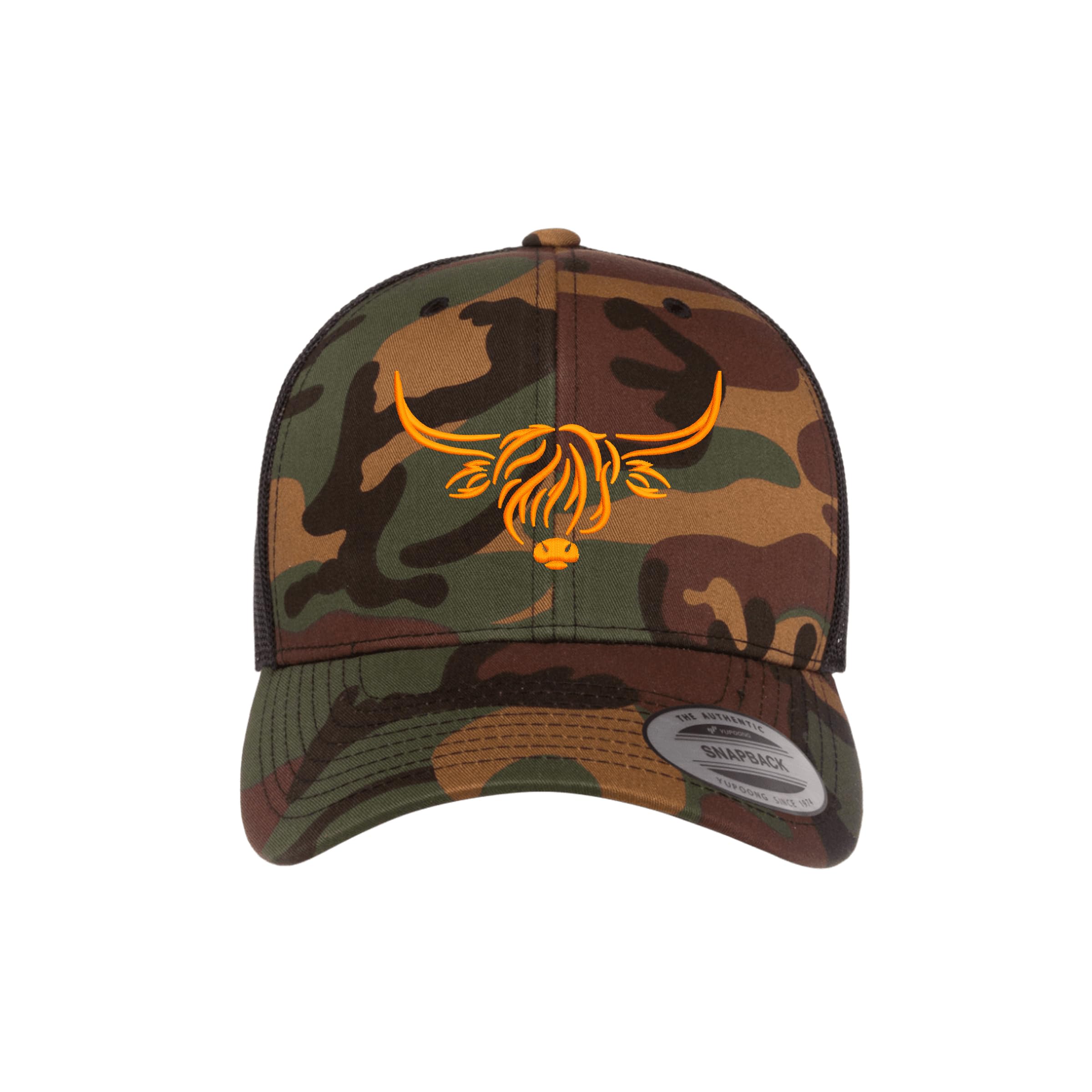 Country Baseball Hat for Men & Women, Embroidered Longhorn Cow Trucker Hat, Adjustable Mesh Snapback Cap