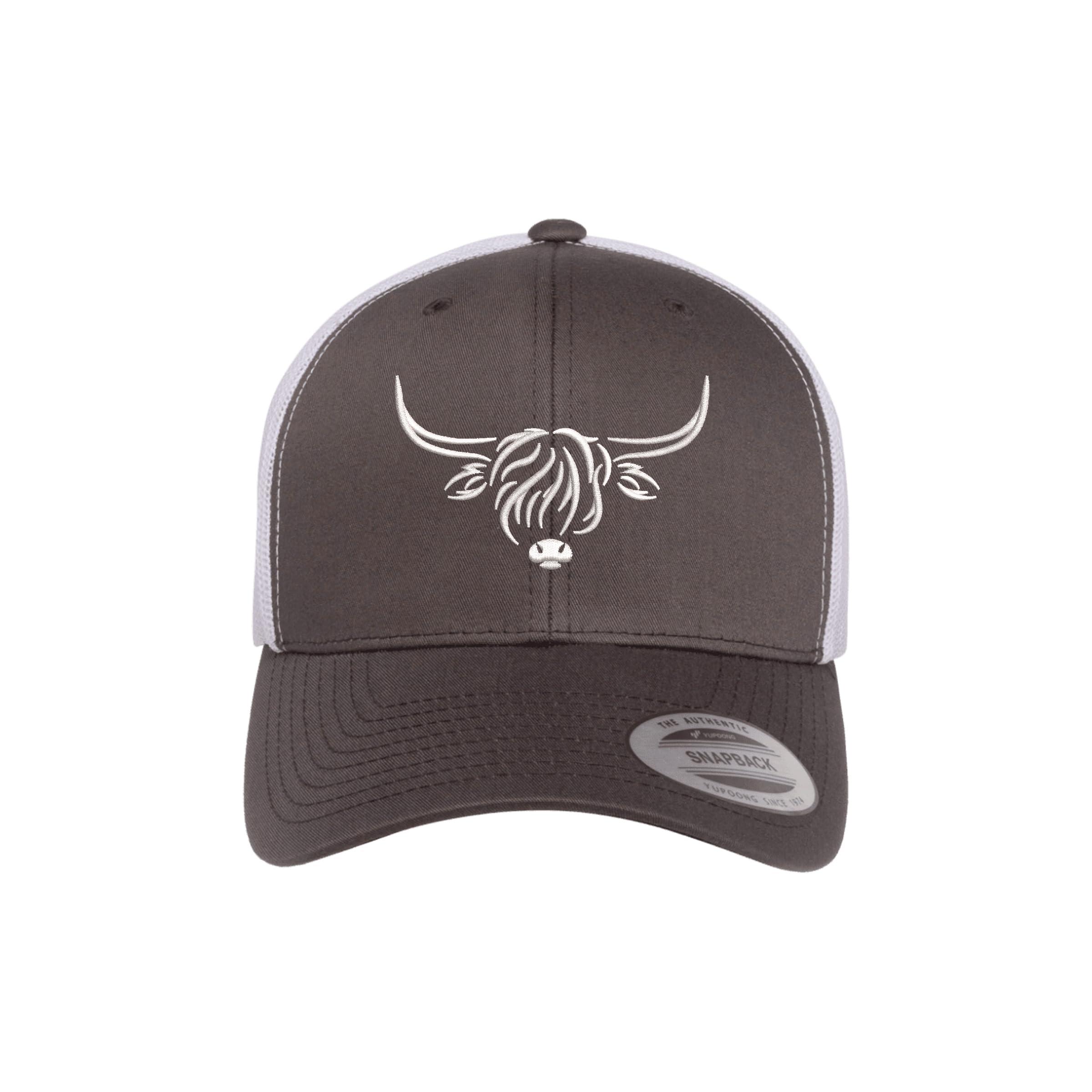 Country Baseball Hat for Men & Women, Embroidered Longhorn Cow Trucker Hat, Adjustable Mesh Snapback Cap