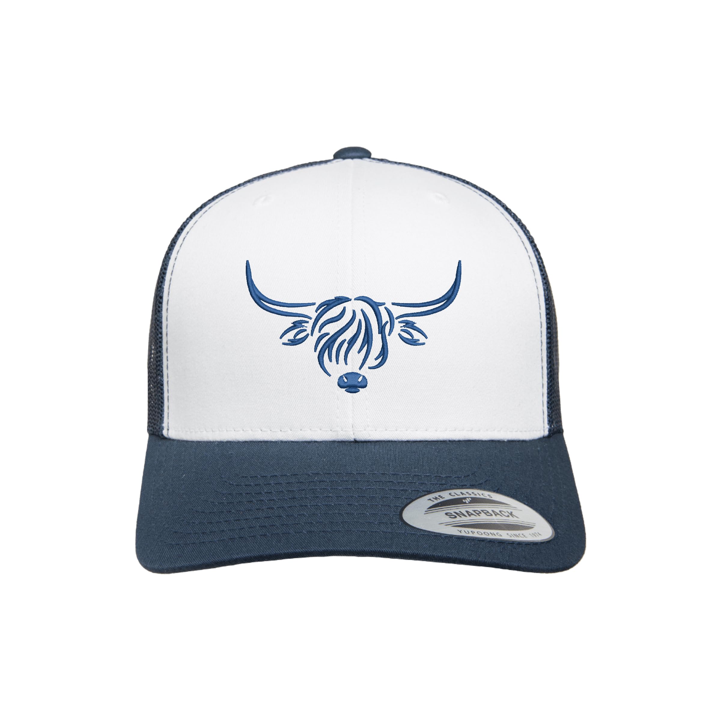 Country Baseball Hat for Men & Women, Embroidered Longhorn Cow Trucker Hat, Adjustable Mesh Snapback Cap