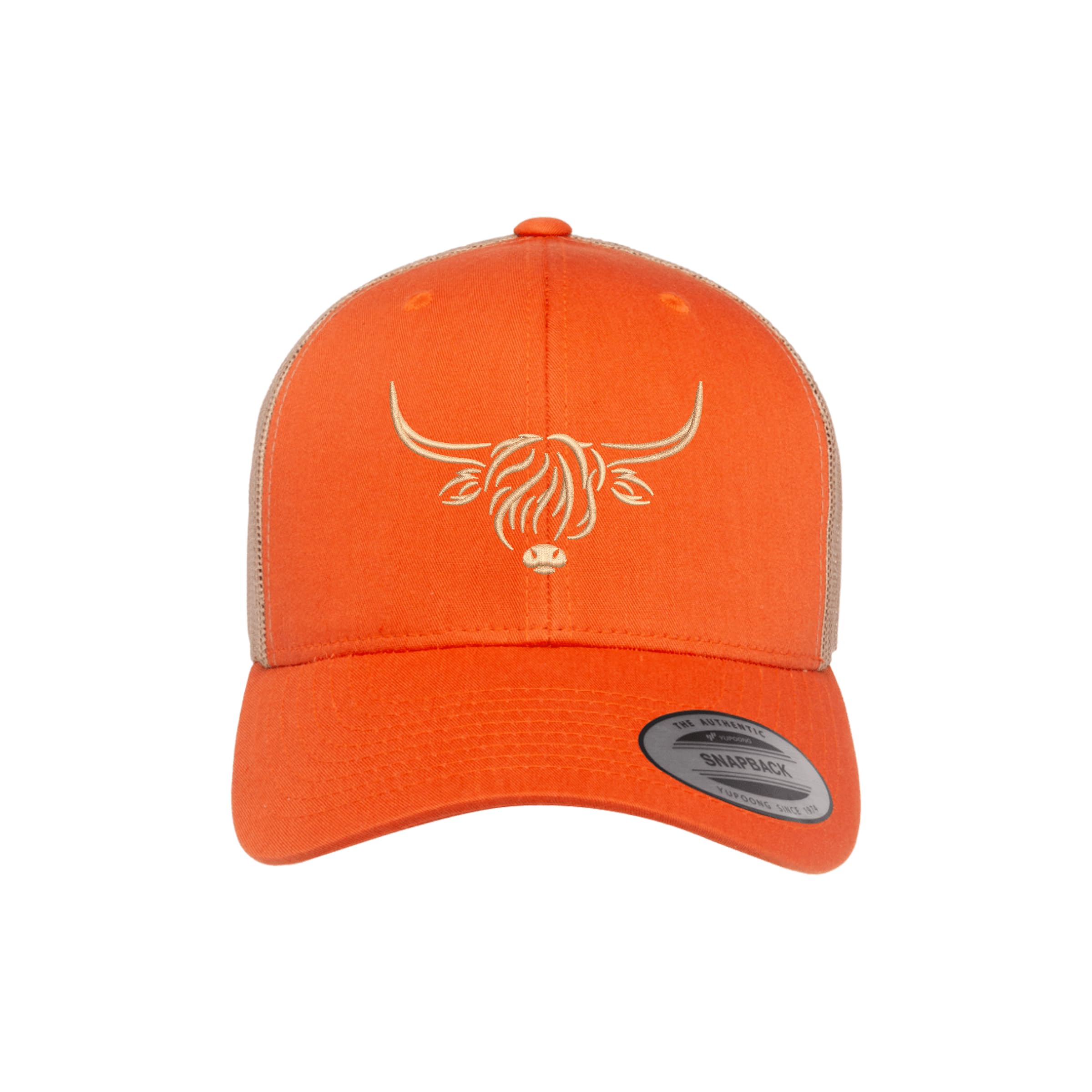 Country Baseball Hat for Men & Women, Embroidered Longhorn Cow Trucker Hat, Adjustable Mesh Snapback Cap