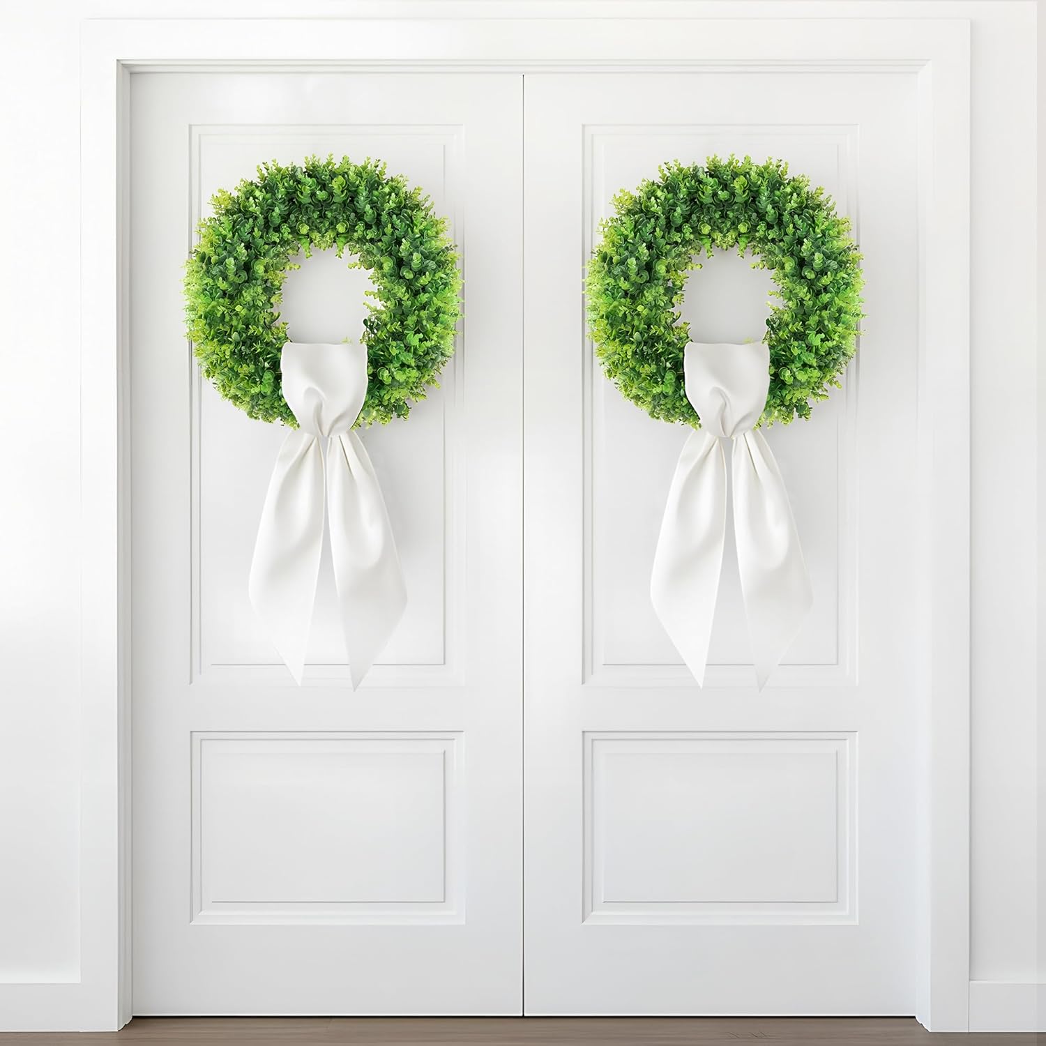 Pinkpum 20'' Eucalyptus Wreath for Front Door, Porch, Window - Green Decor for Home, Farmhouse - Spring, Summer, Fall, All Seasons