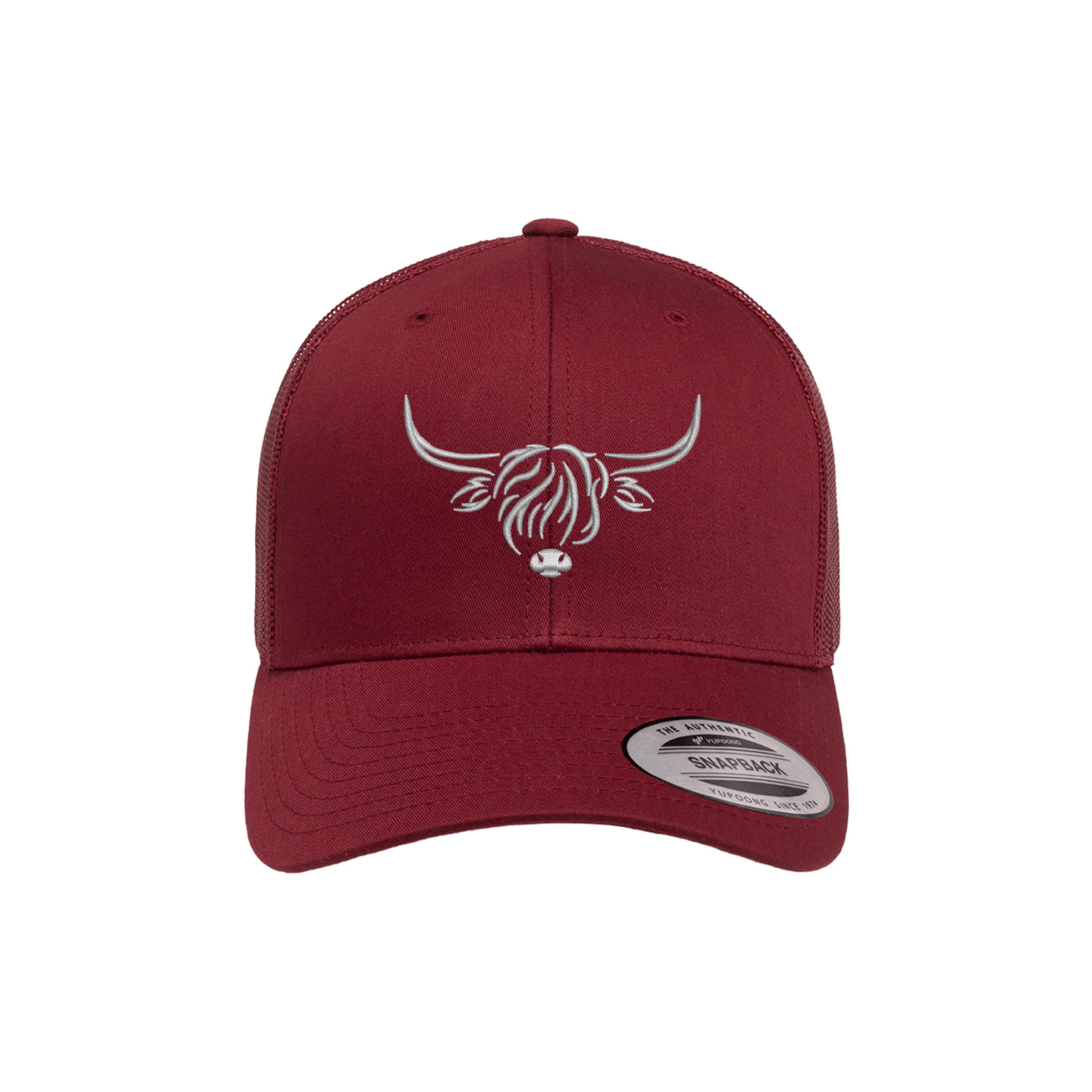 Country Baseball Hat for Men & Women, Embroidered Longhorn Cow Trucker Hat, Adjustable Mesh Snapback Cap