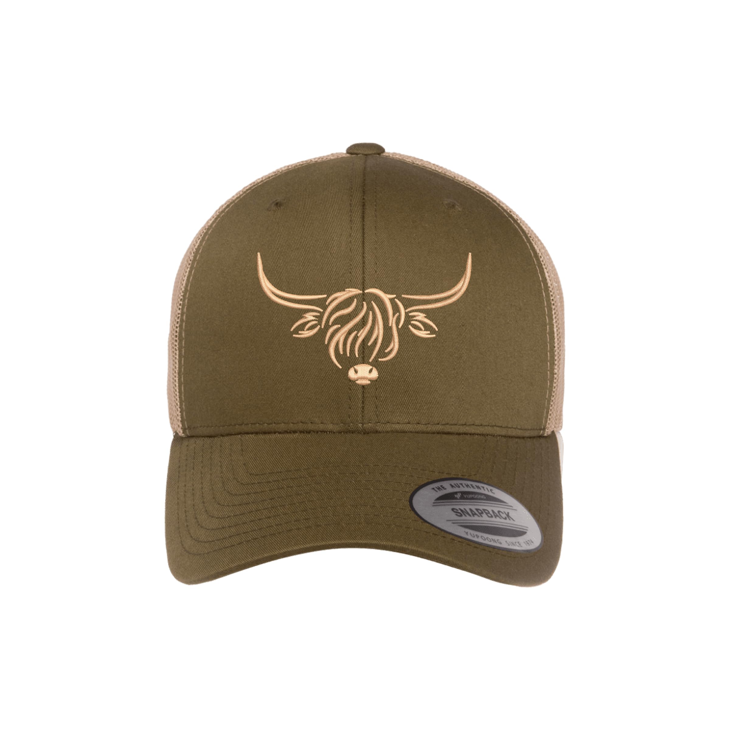Country Baseball Hat for Men & Women, Embroidered Longhorn Cow Trucker Hat, Adjustable Mesh Snapback Cap