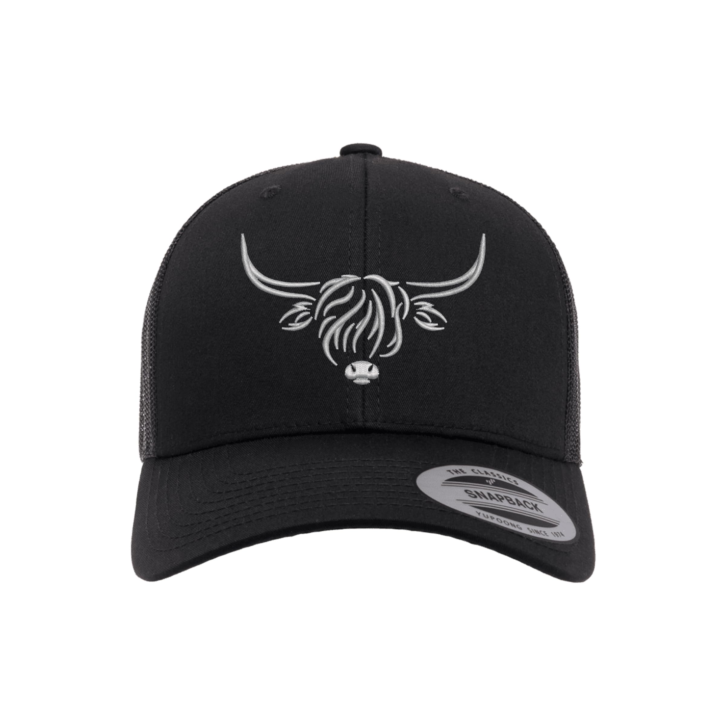 Country Baseball Hat for Men & Women, Embroidered Longhorn Cow Trucker Hat, Adjustable Mesh Snapback Cap