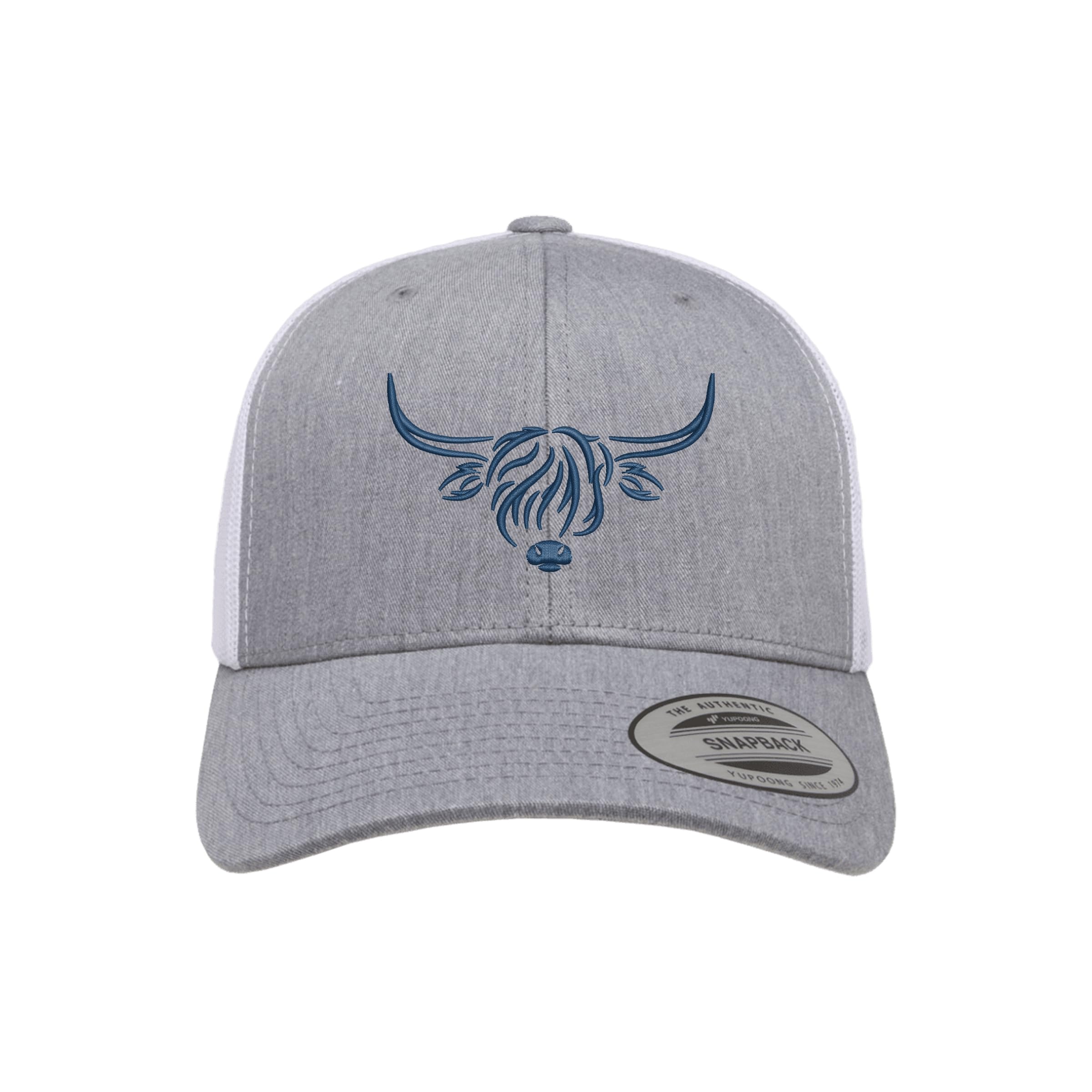 Country Baseball Hat for Men & Women, Embroidered Longhorn Cow Trucker Hat, Adjustable Mesh Snapback Cap