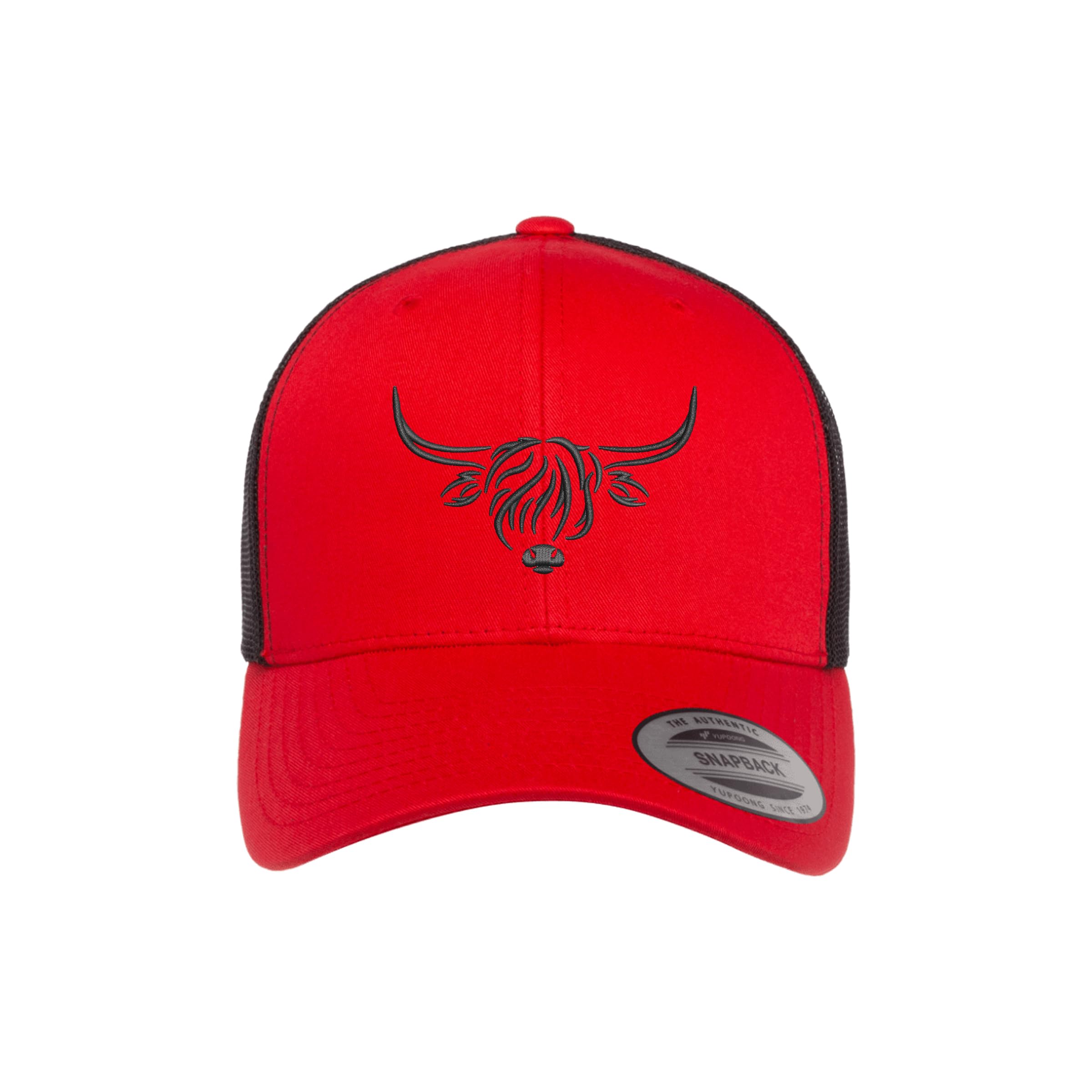 Country Baseball Hat for Men & Women, Embroidered Longhorn Cow Trucker Hat, Adjustable Mesh Snapback Cap