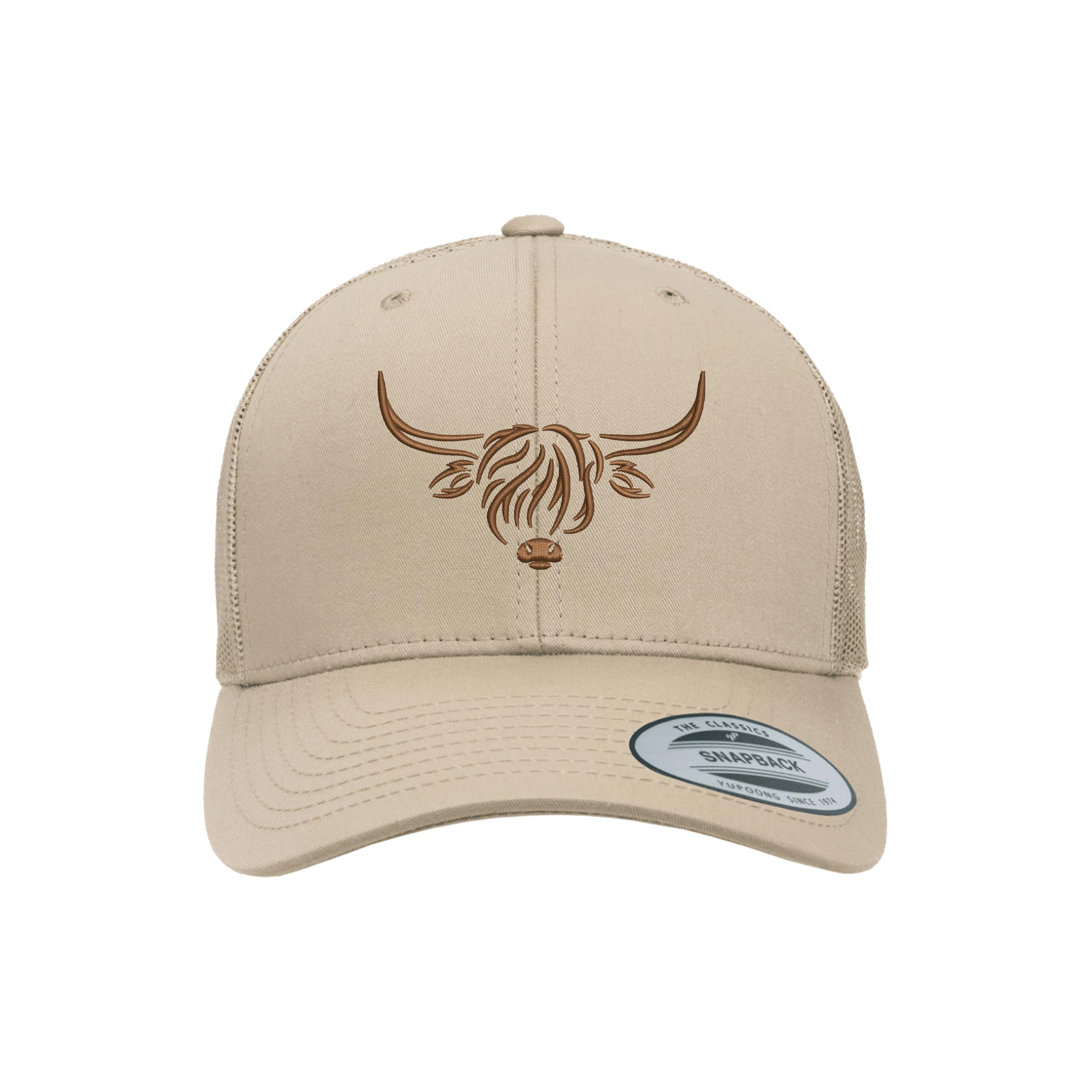 Country Baseball Hat for Men & Women, Embroidered Longhorn Cow Trucker Hat, Adjustable Mesh Snapback Cap