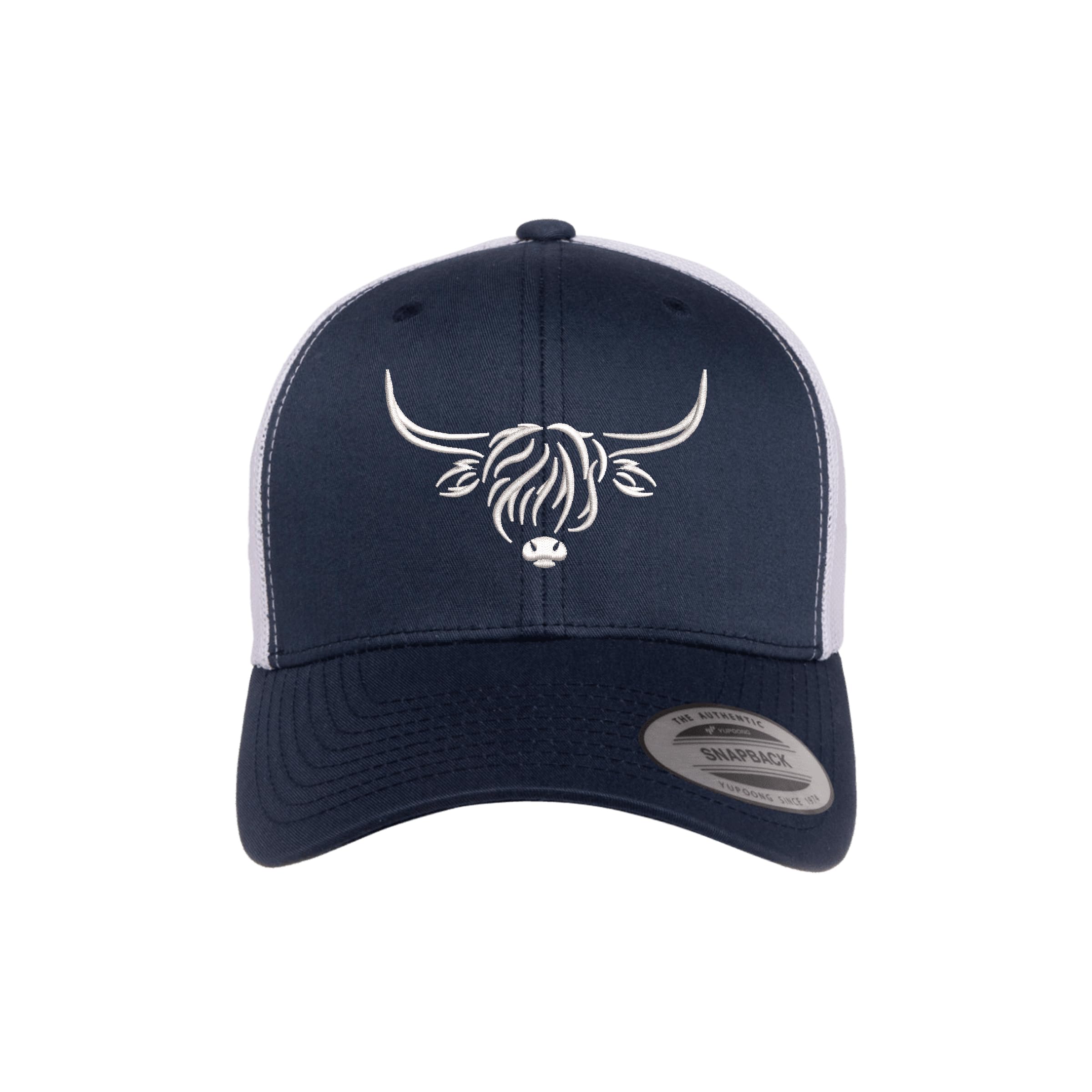 Country Baseball Hat for Men & Women, Embroidered Longhorn Cow Trucker Hat, Adjustable Mesh Snapback Cap