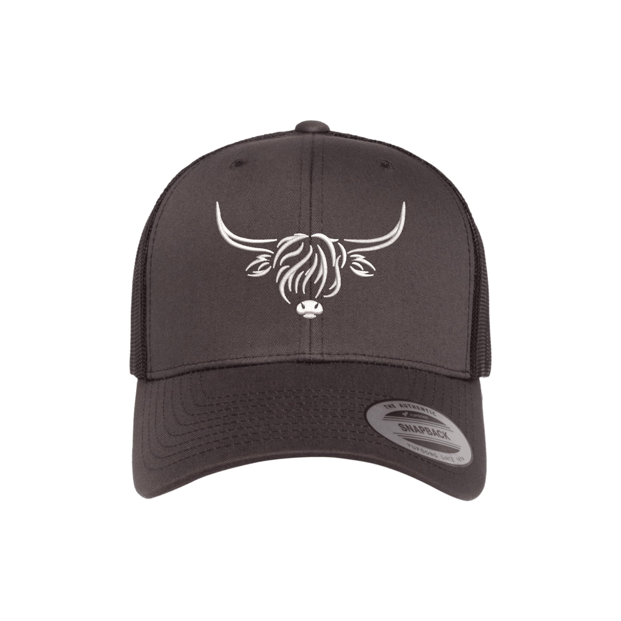 Country Baseball Hat for Men & Women, Embroidered Longhorn Cow Trucker Hat, Adjustable Mesh Snapback Cap
