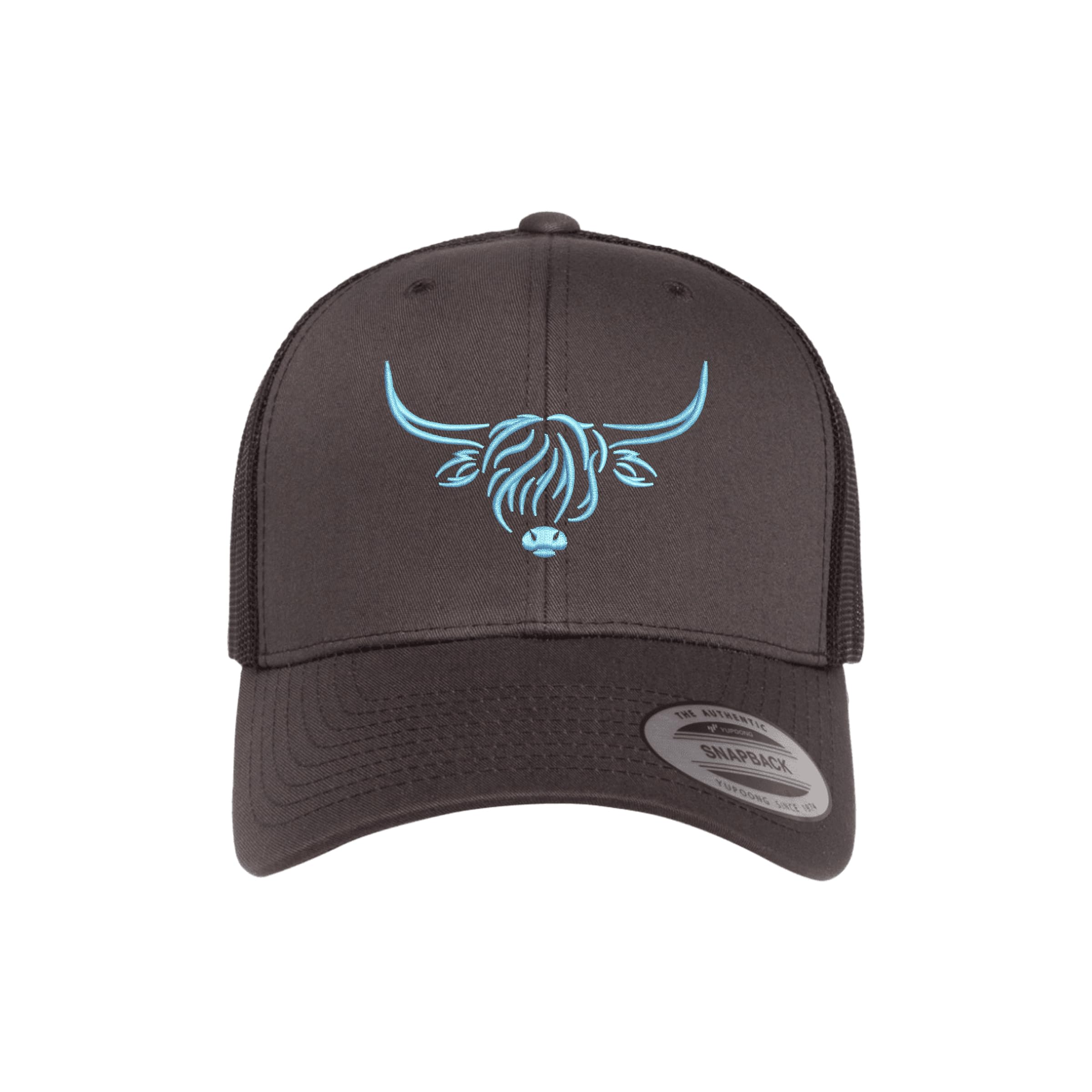 Country Baseball Hat for Men & Women, Embroidered Longhorn Cow Trucker Hat, Adjustable Mesh Snapback Cap