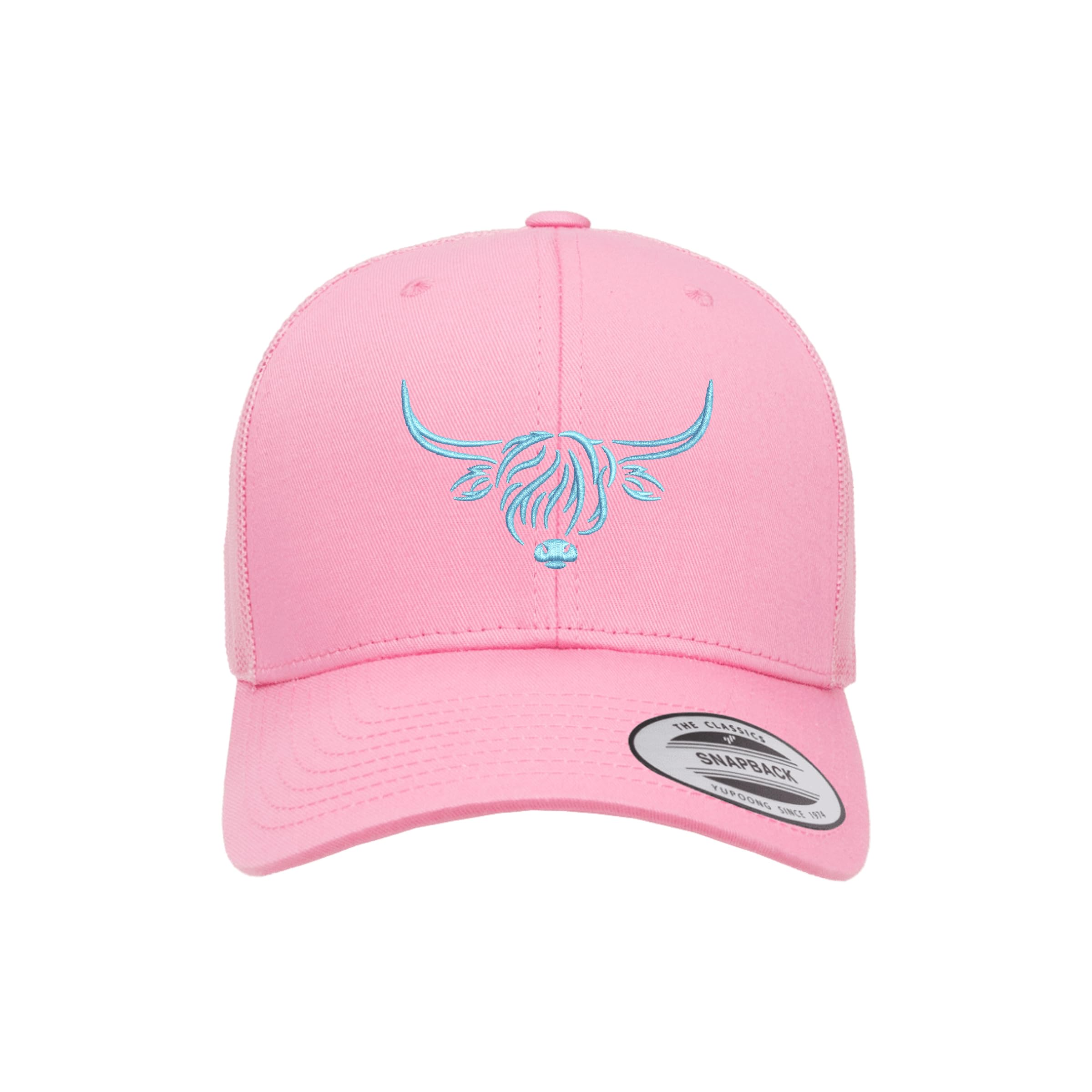 Country Baseball Hat for Men & Women, Embroidered Longhorn Cow Trucker Hat, Adjustable Mesh Snapback Cap