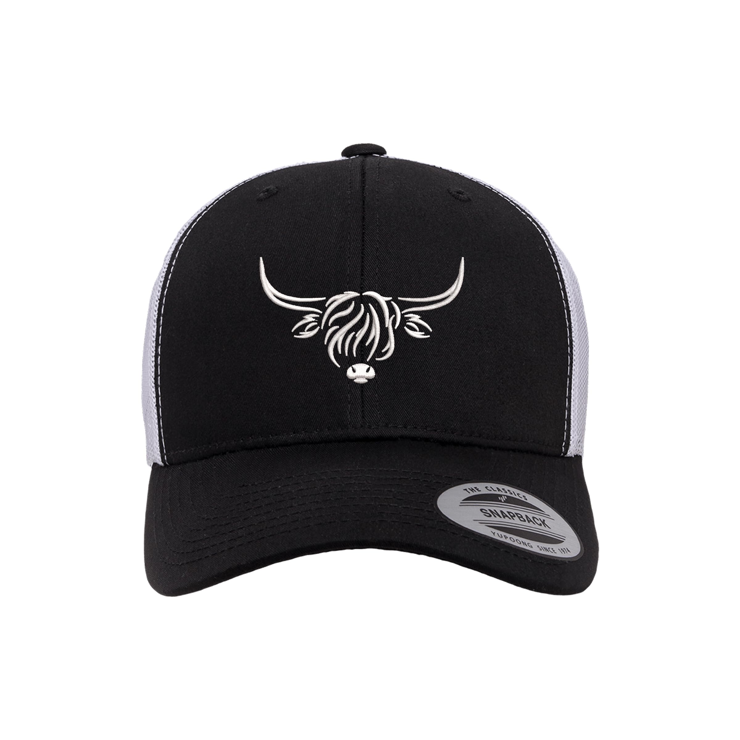 Country Baseball Hat for Men & Women, Embroidered Longhorn Cow Trucker Hat, Adjustable Mesh Snapback Cap