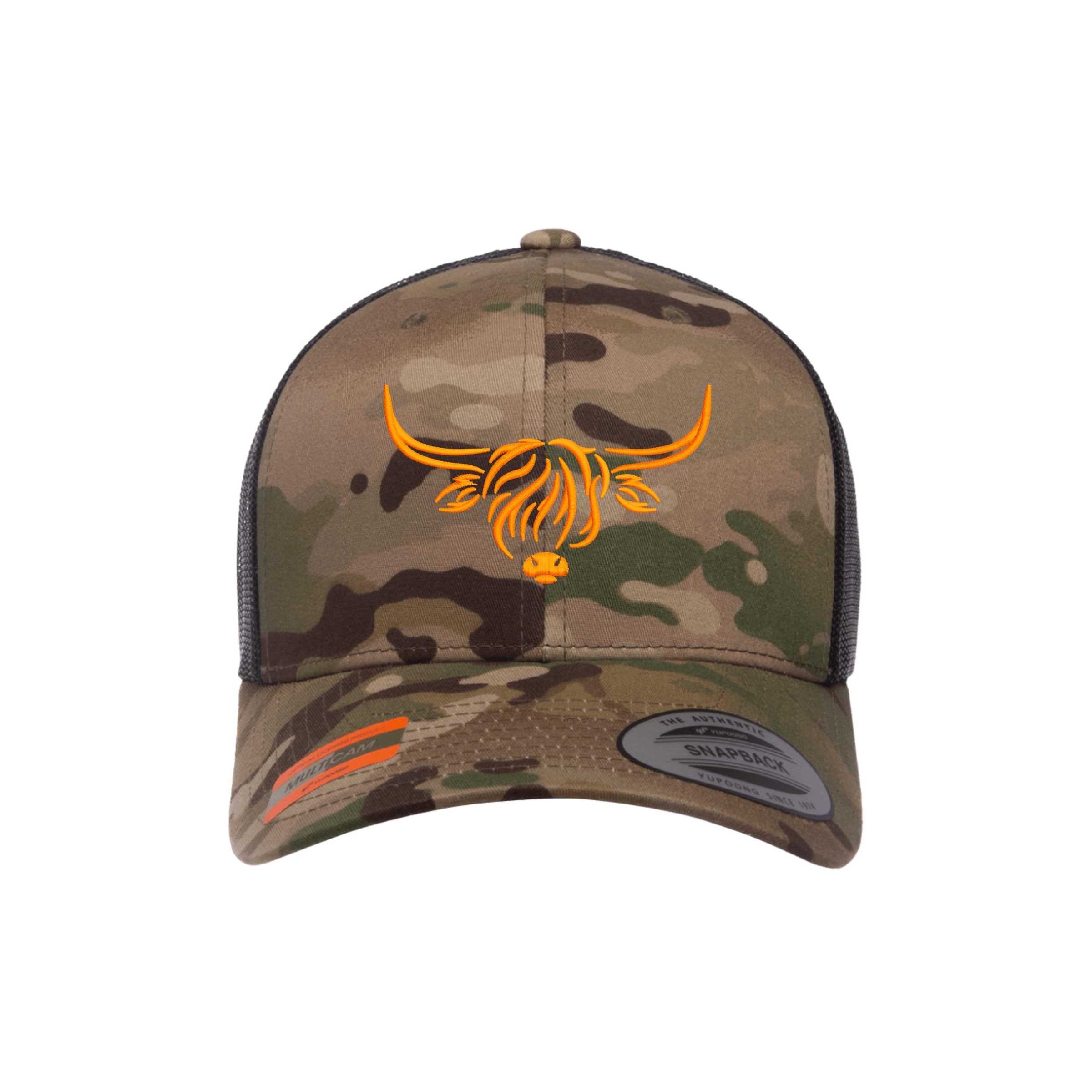 Country Baseball Hat for Men & Women, Embroidered Longhorn Cow Trucker Hat, Adjustable Mesh Snapback Cap