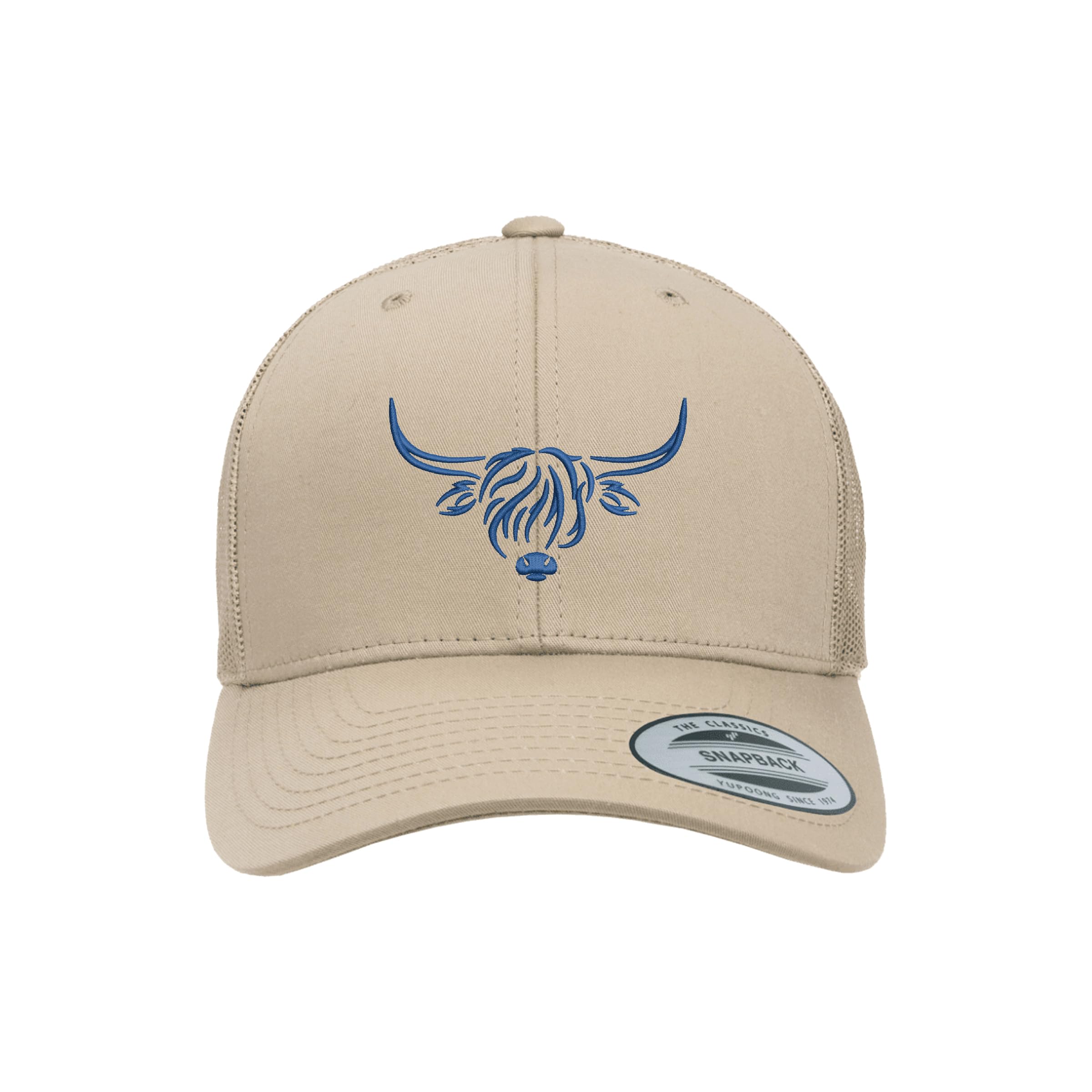 Country Baseball Hat for Men & Women, Embroidered Longhorn Cow Trucker Hat, Adjustable Mesh Snapback Cap
