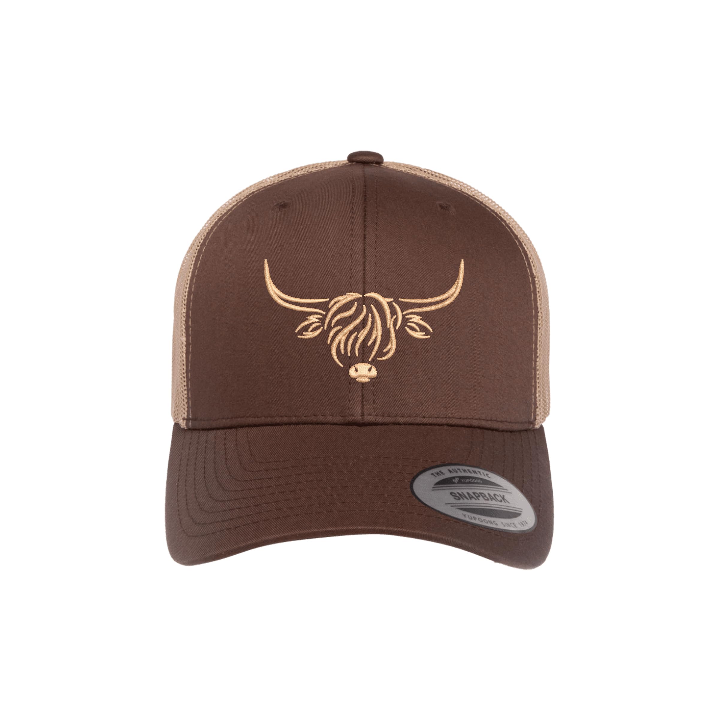 Country Baseball Hat for Men & Women, Embroidered Longhorn Cow Trucker Hat, Adjustable Mesh Snapback Cap