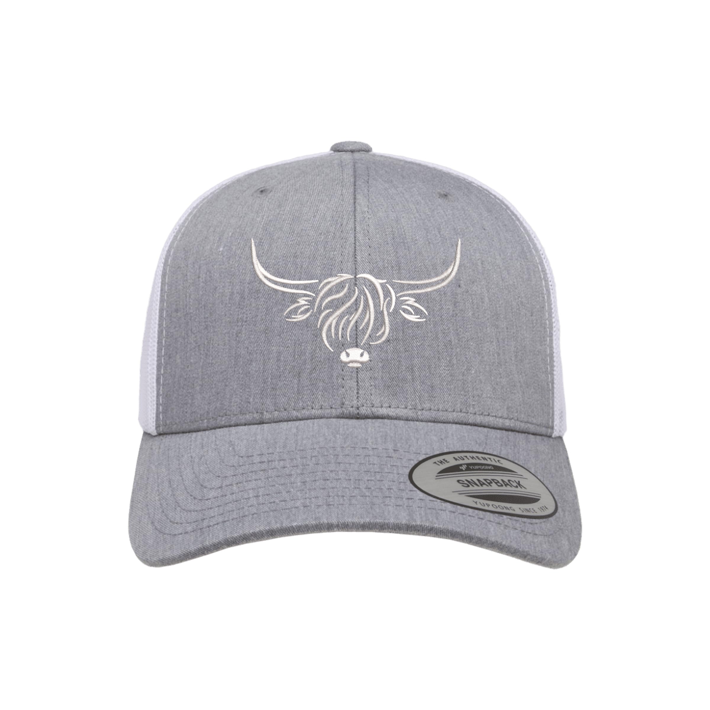 Country Baseball Hat for Men & Women, Embroidered Longhorn Cow Trucker Hat, Adjustable Mesh Snapback Cap