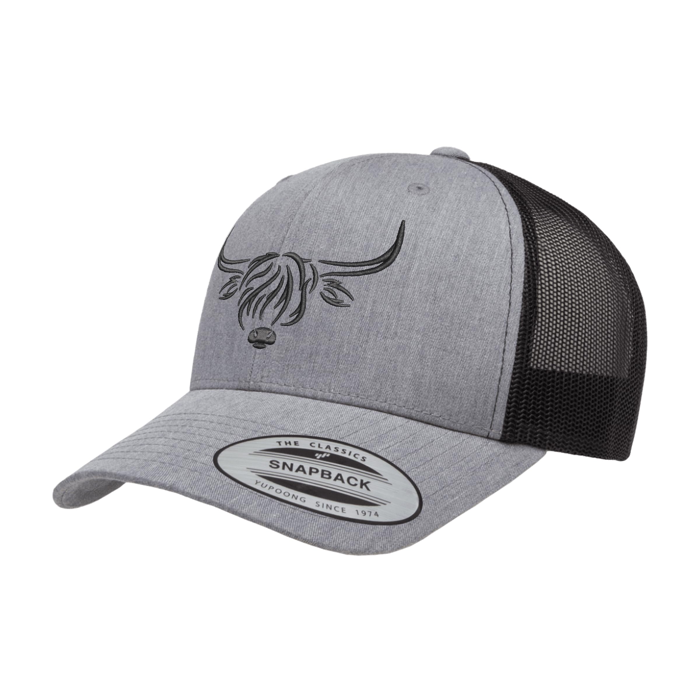 Country Baseball Hat for Men & Women, Embroidered Longhorn Cow Trucker Hat, Adjustable Mesh Snapback Cap