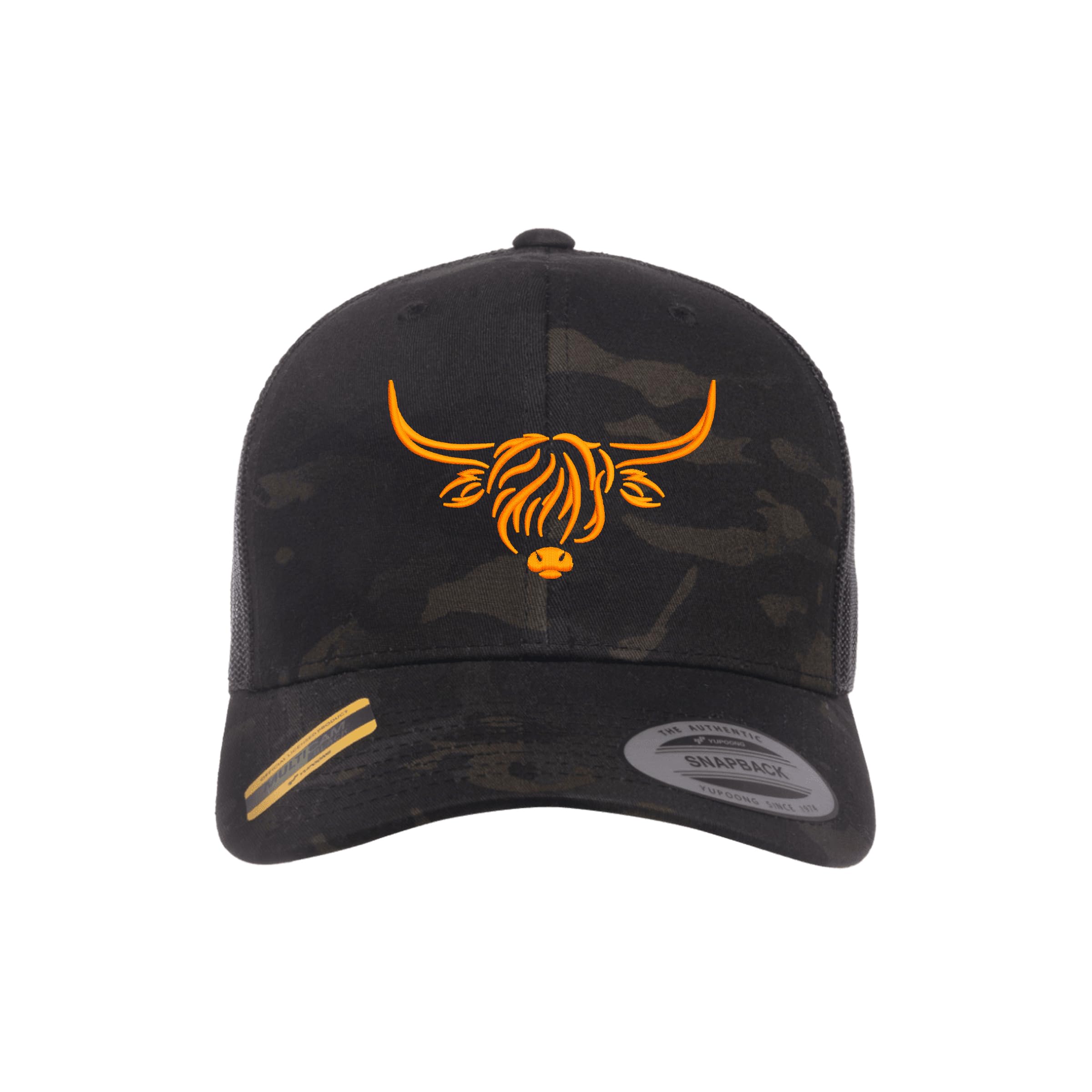 Country Baseball Hat for Men & Women, Embroidered Longhorn Cow Trucker Hat, Adjustable Mesh Snapback Cap