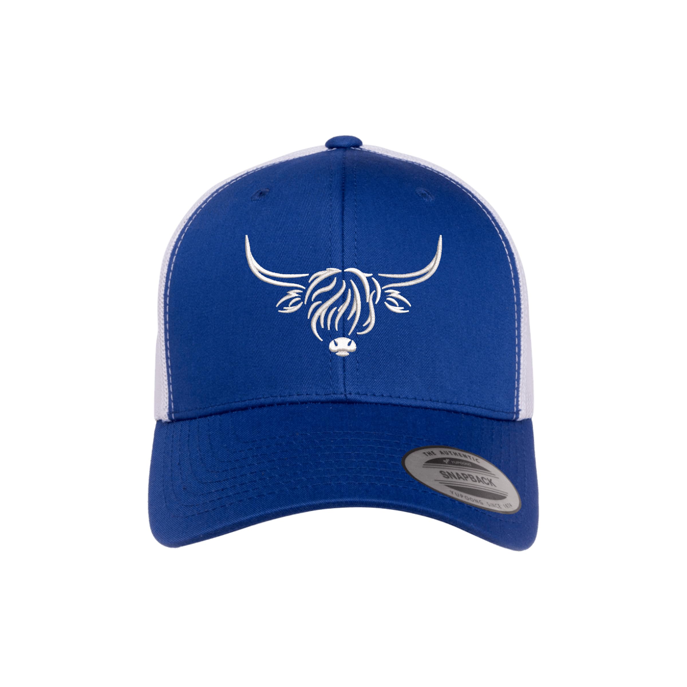 Country Baseball Hat for Men & Women, Embroidered Longhorn Cow Trucker Hat, Adjustable Mesh Snapback Cap