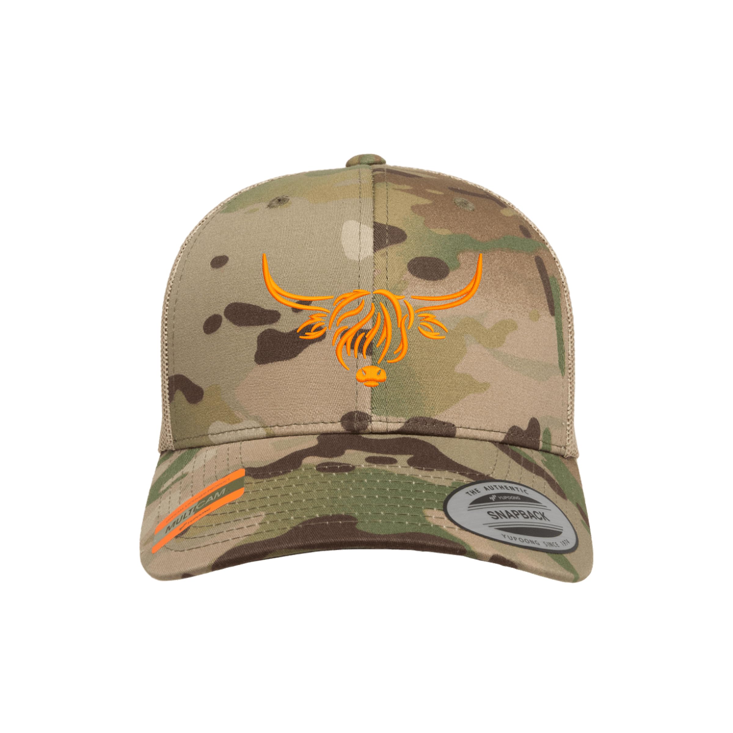 Country Baseball Hat for Men & Women, Embroidered Longhorn Cow Trucker Hat, Adjustable Mesh Snapback Cap
