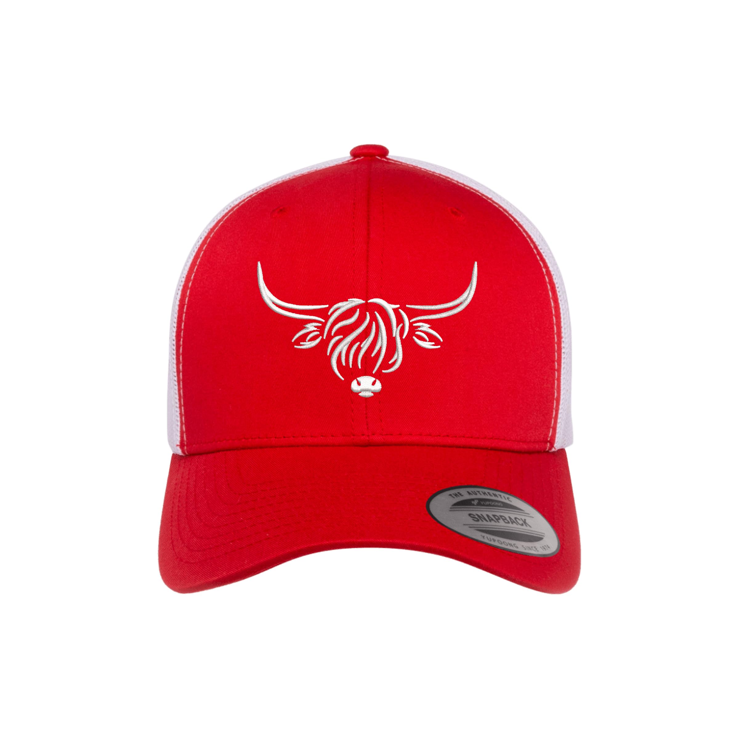 Country Baseball Hat for Men & Women, Embroidered Longhorn Cow Trucker Hat, Adjustable Mesh Snapback Cap