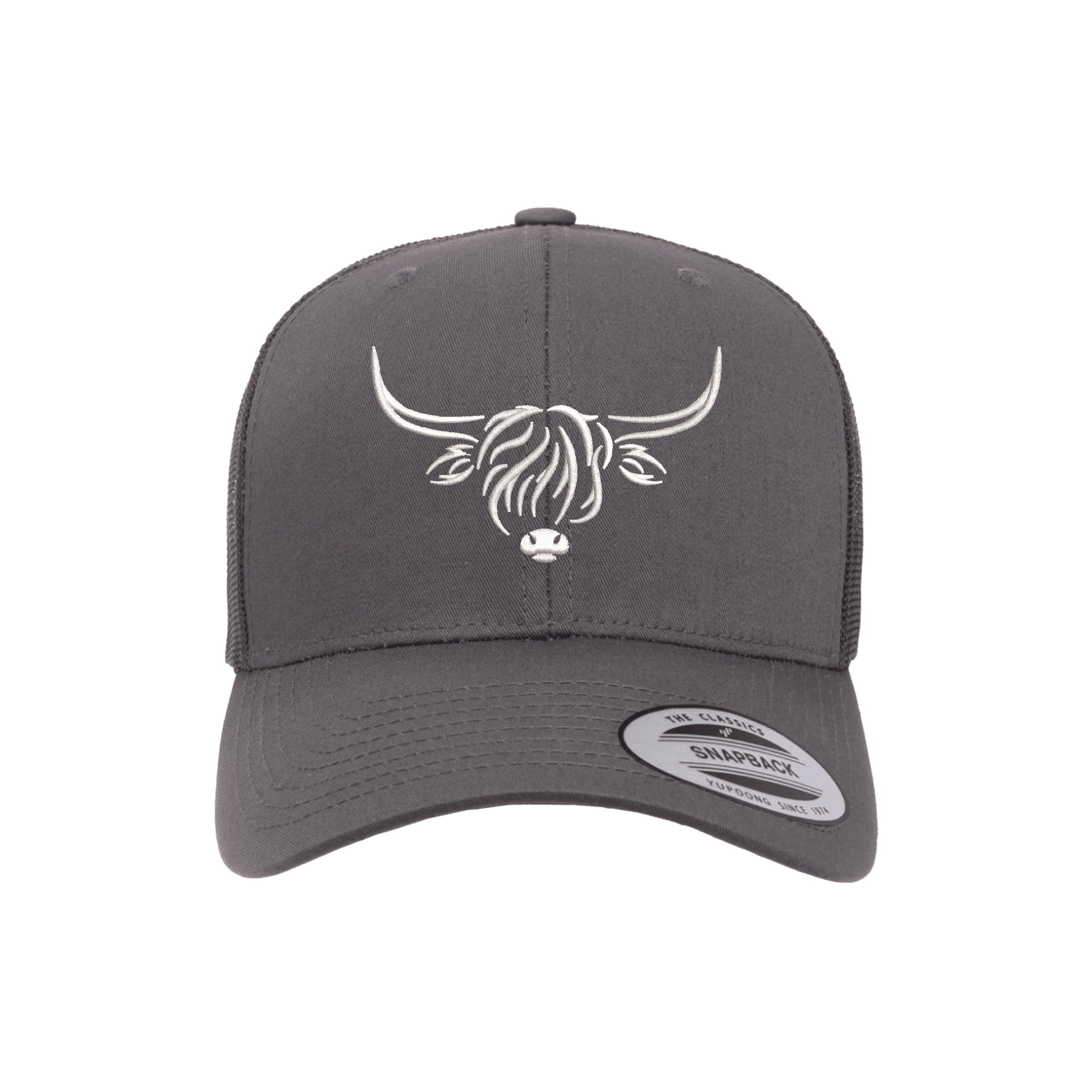 Country Baseball Hat for Men & Women, Embroidered Longhorn Cow Trucker Hat, Adjustable Mesh Snapback Cap