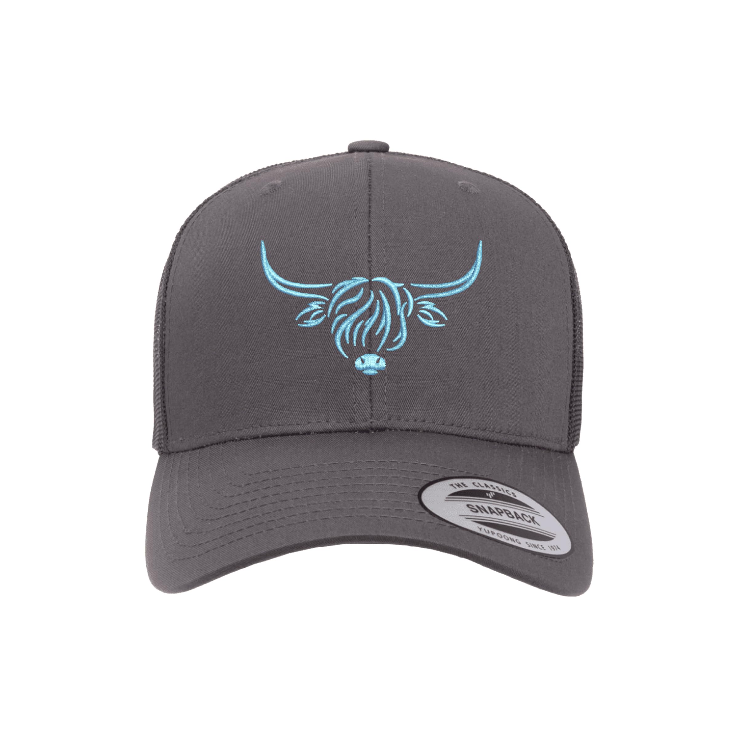 Country Baseball Hat for Men & Women, Embroidered Longhorn Cow Trucker Hat, Adjustable Mesh Snapback Cap
