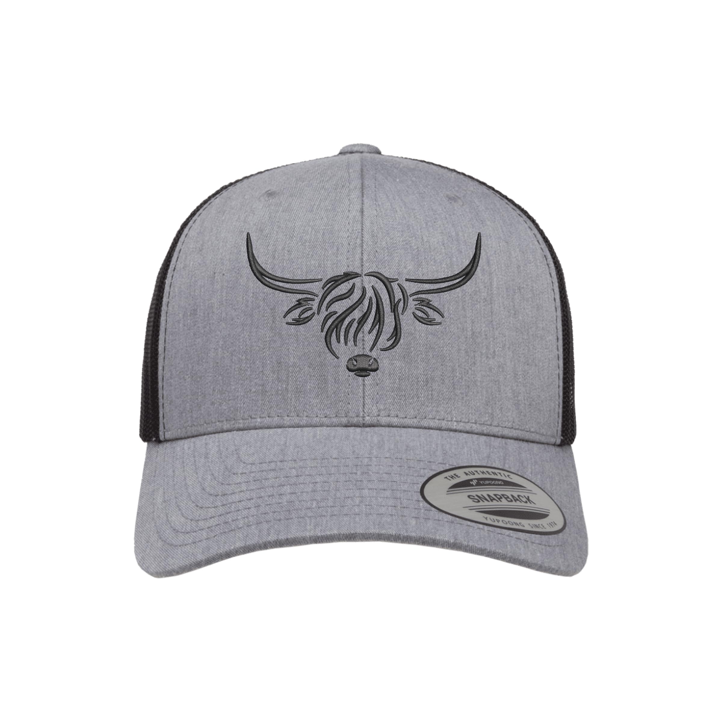 Country Baseball Hat for Men & Women, Embroidered Longhorn Cow Trucker Hat, Adjustable Mesh Snapback Cap