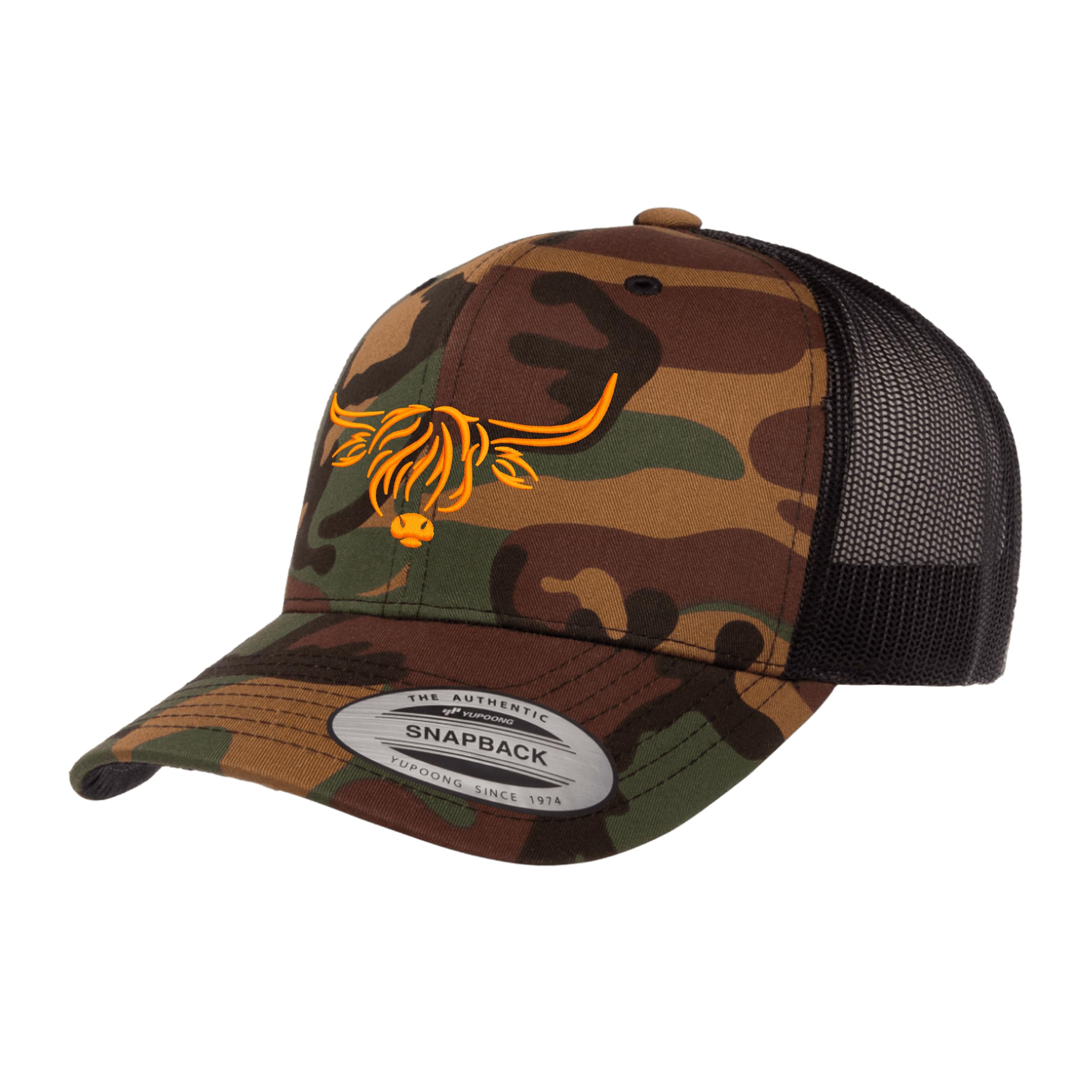 Country Baseball Hat for Men & Women, Embroidered Longhorn Cow Trucker Hat, Adjustable Mesh Snapback Cap