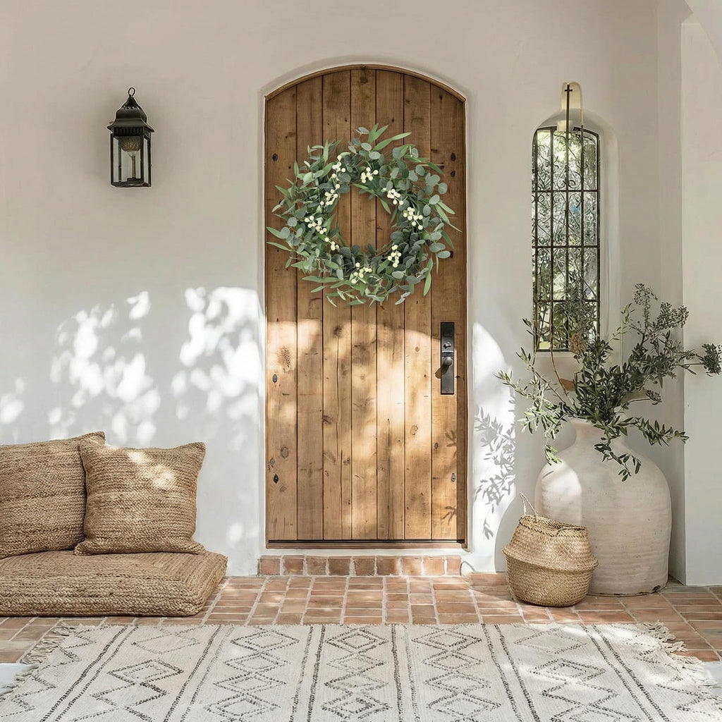 Pinkpum 20'' Eucalyptus Wreath for Front Door, Porch, Window - Green Decor for Home, Farmhouse - Spring, Summer, Fall, All Seasons