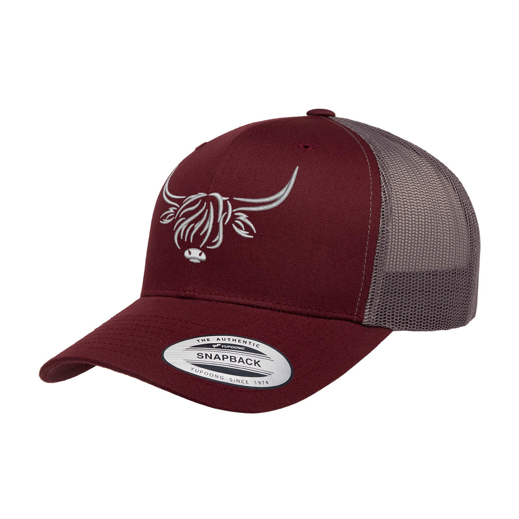 Country Baseball Hat for Men & Women, Embroidered Longhorn Cow Trucker Hat, Adjustable Mesh Snapback Cap