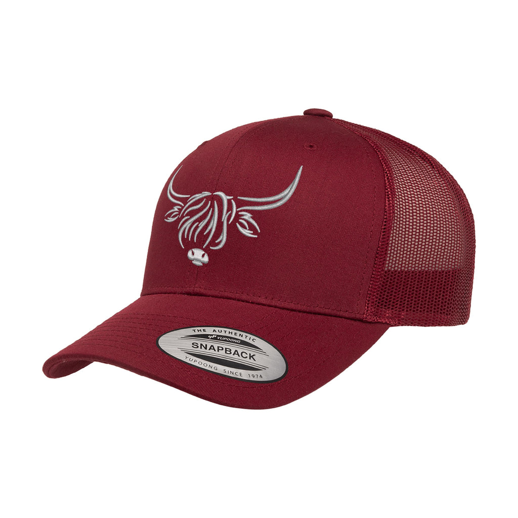 Country Baseball Hat for Men & Women, Embroidered Longhorn Cow Trucker Hat, Adjustable Mesh Snapback Cap
