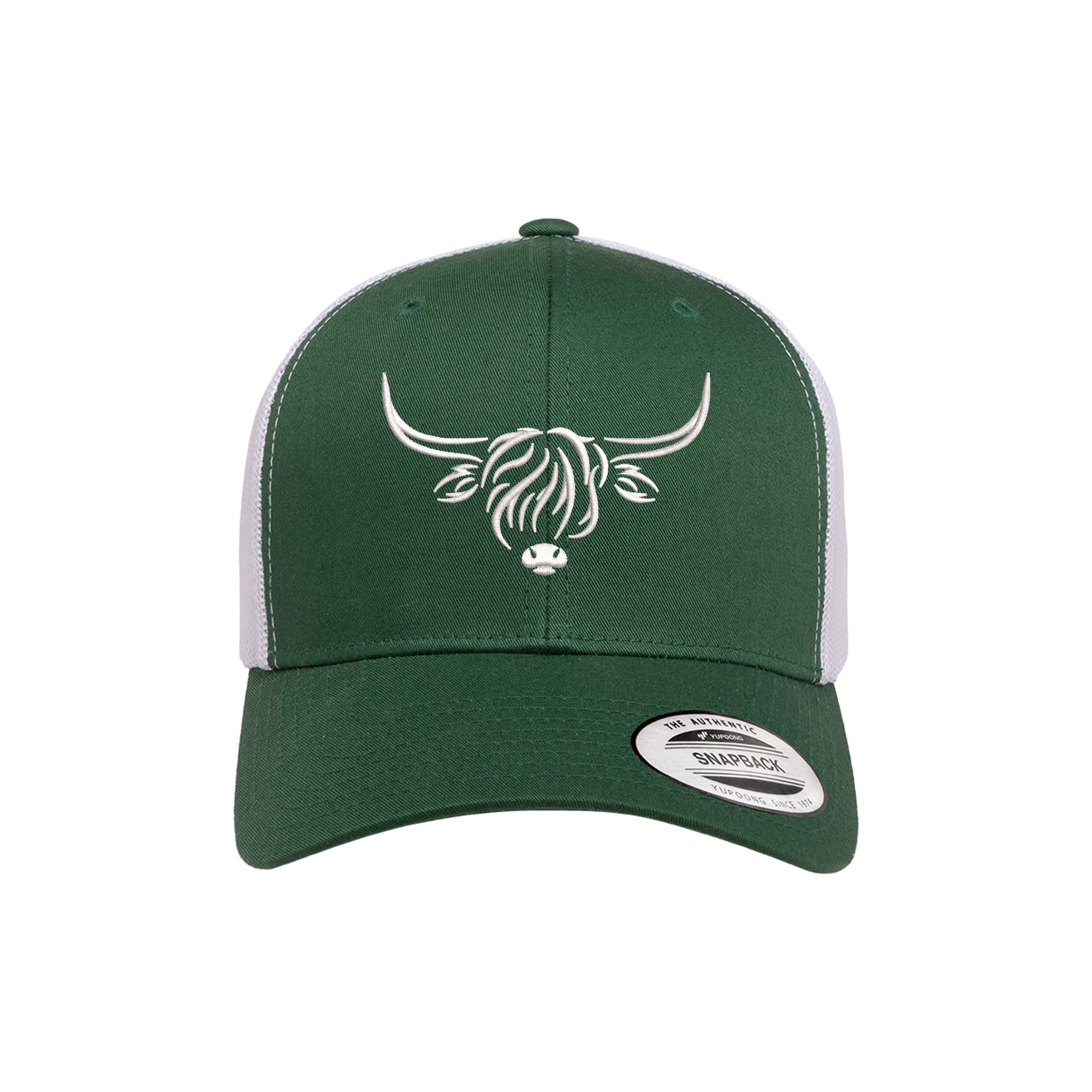 Country Baseball Hat for Men & Women, Embroidered Longhorn Cow Trucker Hat, Adjustable Mesh Snapback Cap