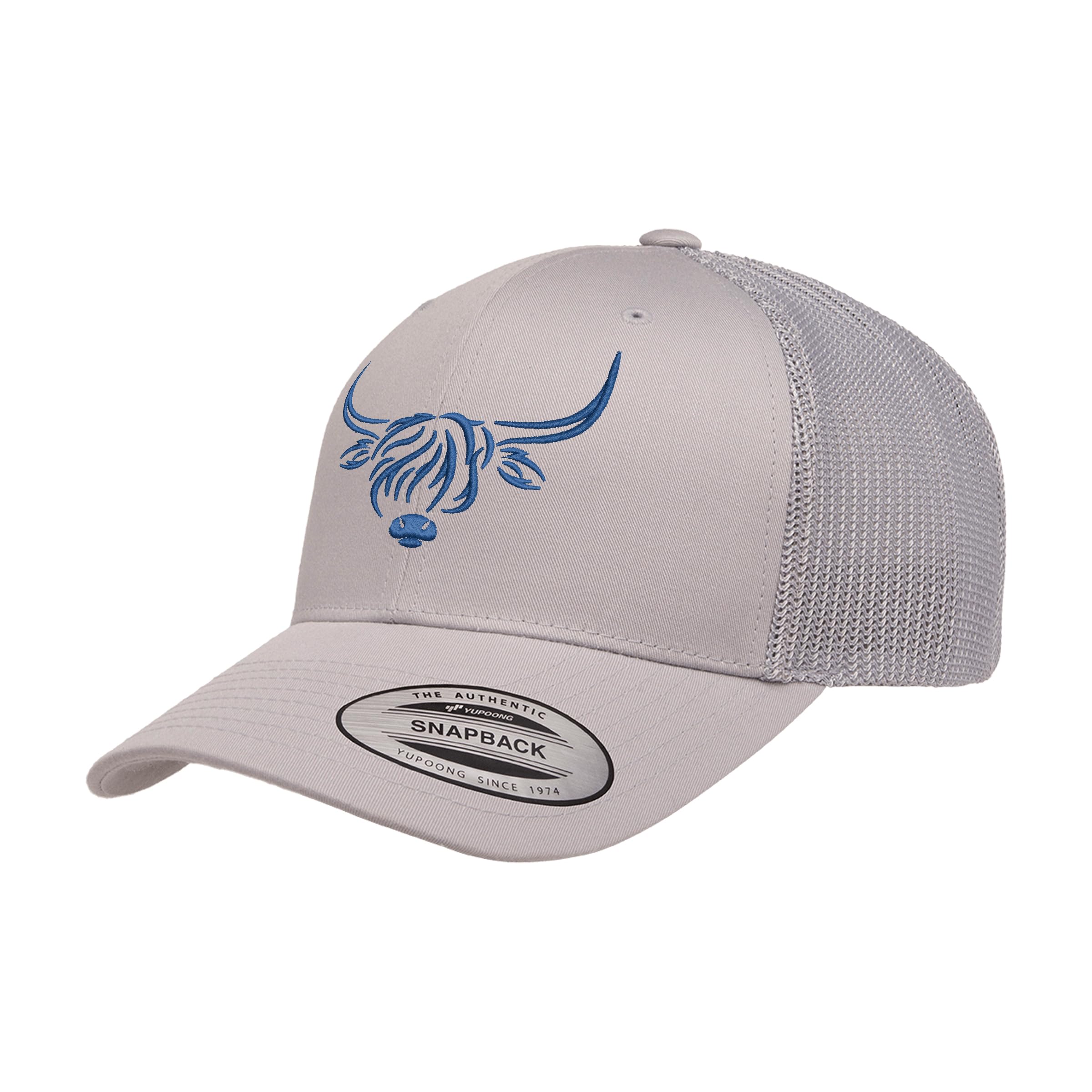 Country Baseball Hat for Men & Women, Embroidered Longhorn Cow Trucker Hat, Adjustable Mesh Snapback Cap