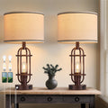 Black Table Lamps for Living Room Set of 2, 22.3" Farmhouse Lamps for Nightstand, Industrial Table Lamps for Bedroom with USB Ports, Bulbs Included