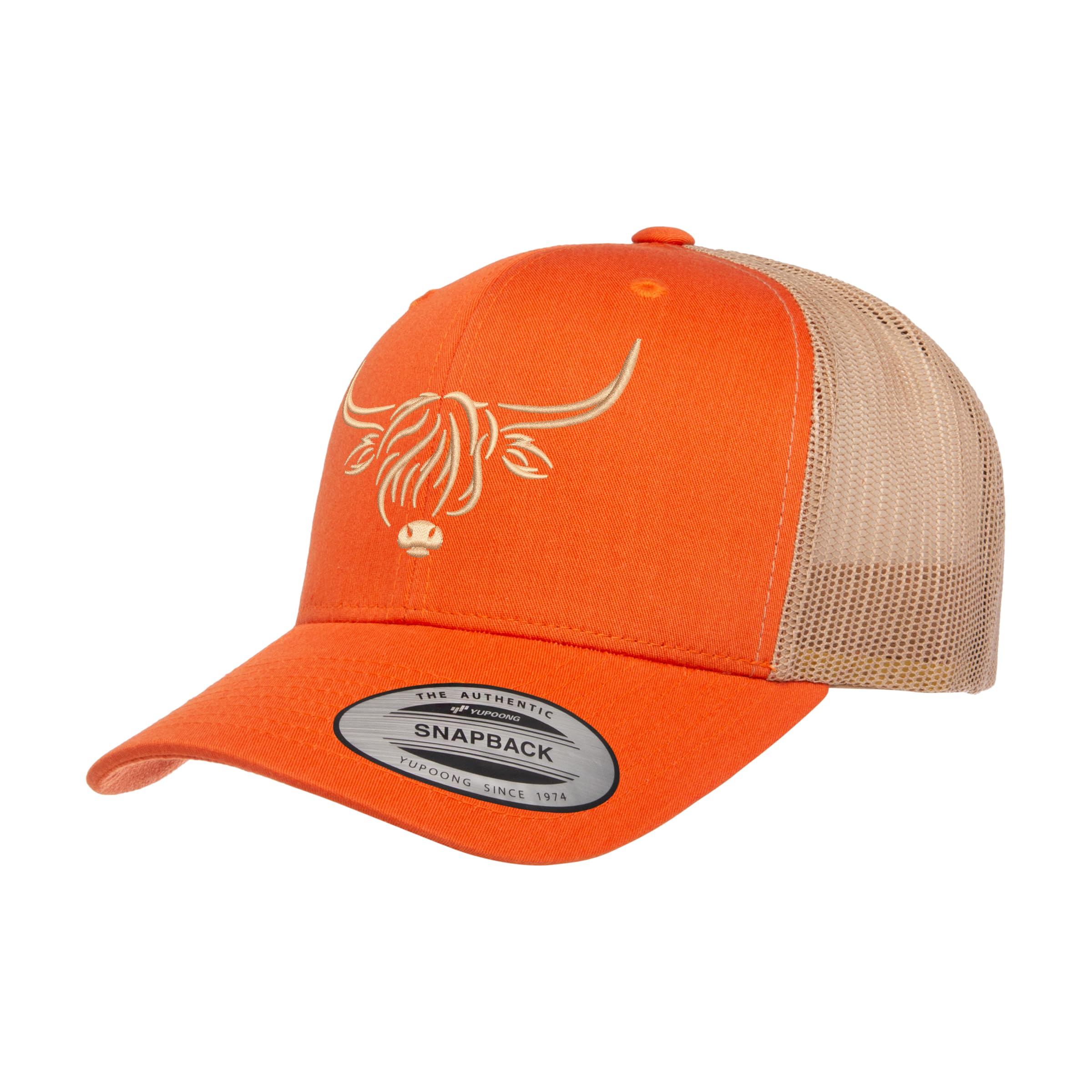 Country Baseball Hat for Men & Women, Embroidered Longhorn Cow Trucker Hat, Adjustable Mesh Snapback Cap