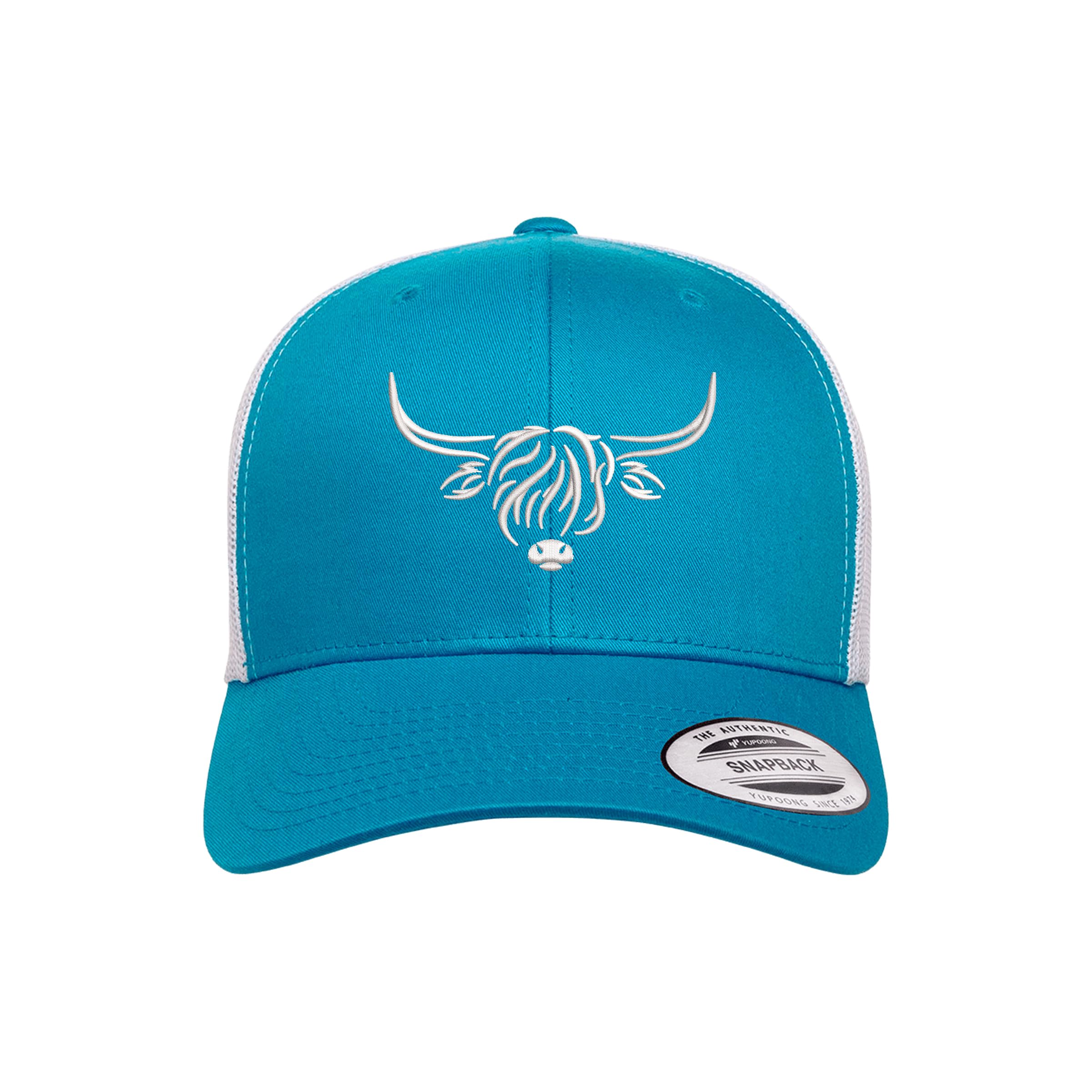 Country Baseball Hat for Men & Women, Embroidered Longhorn Cow Trucker Hat, Adjustable Mesh Snapback Cap