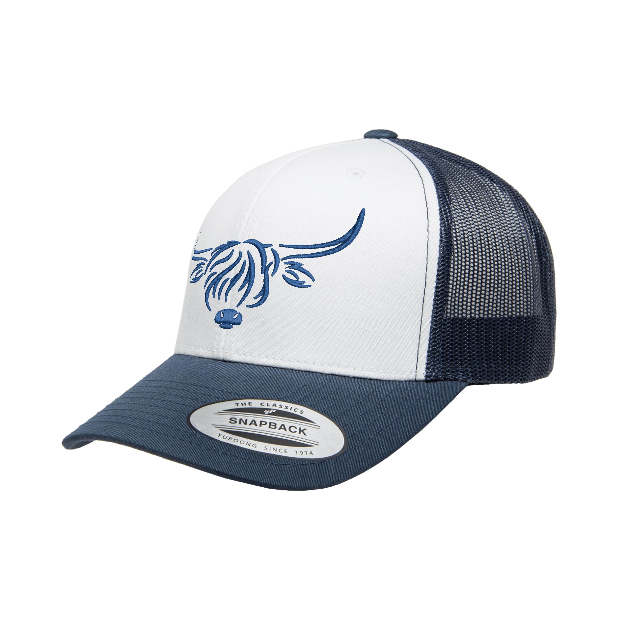 Country Baseball Hat for Men & Women, Embroidered Longhorn Cow Trucker Hat, Adjustable Mesh Snapback Cap