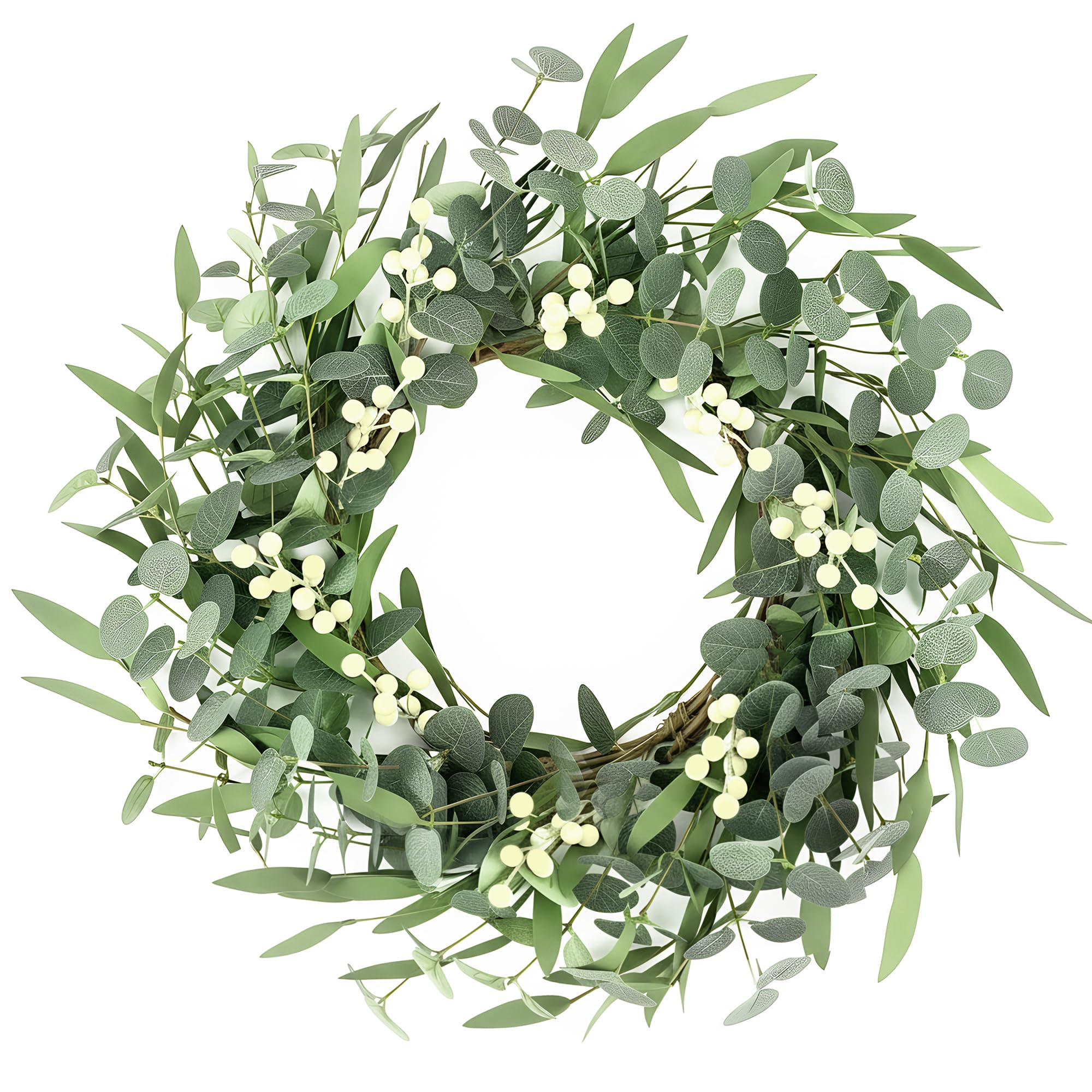 Pinkpum 20'' Eucalyptus Wreath for Front Door, Porch, Window - Green Decor for Home, Farmhouse - Spring, Summer, Fall, All Seasons