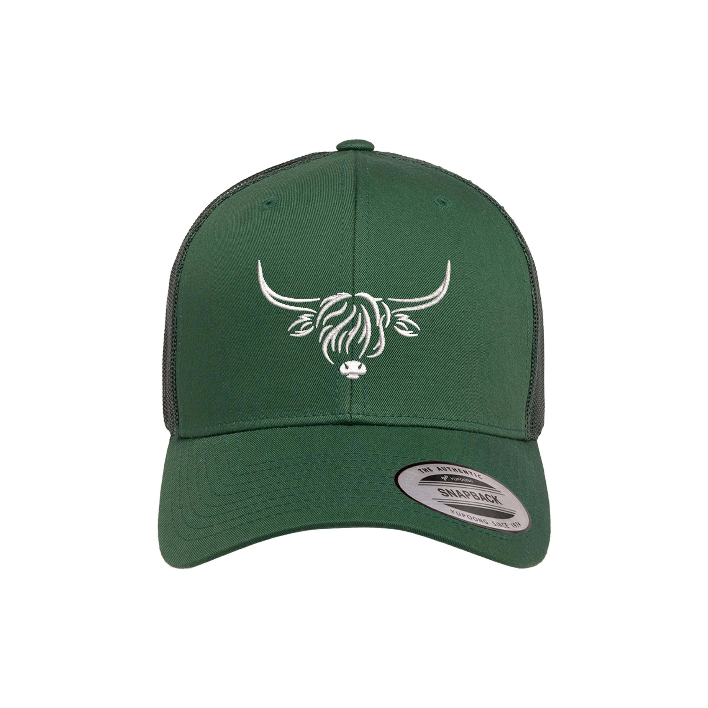 Country Baseball Hat for Men & Women, Embroidered Longhorn Cow Trucker Hat, Adjustable Mesh Snapback Cap