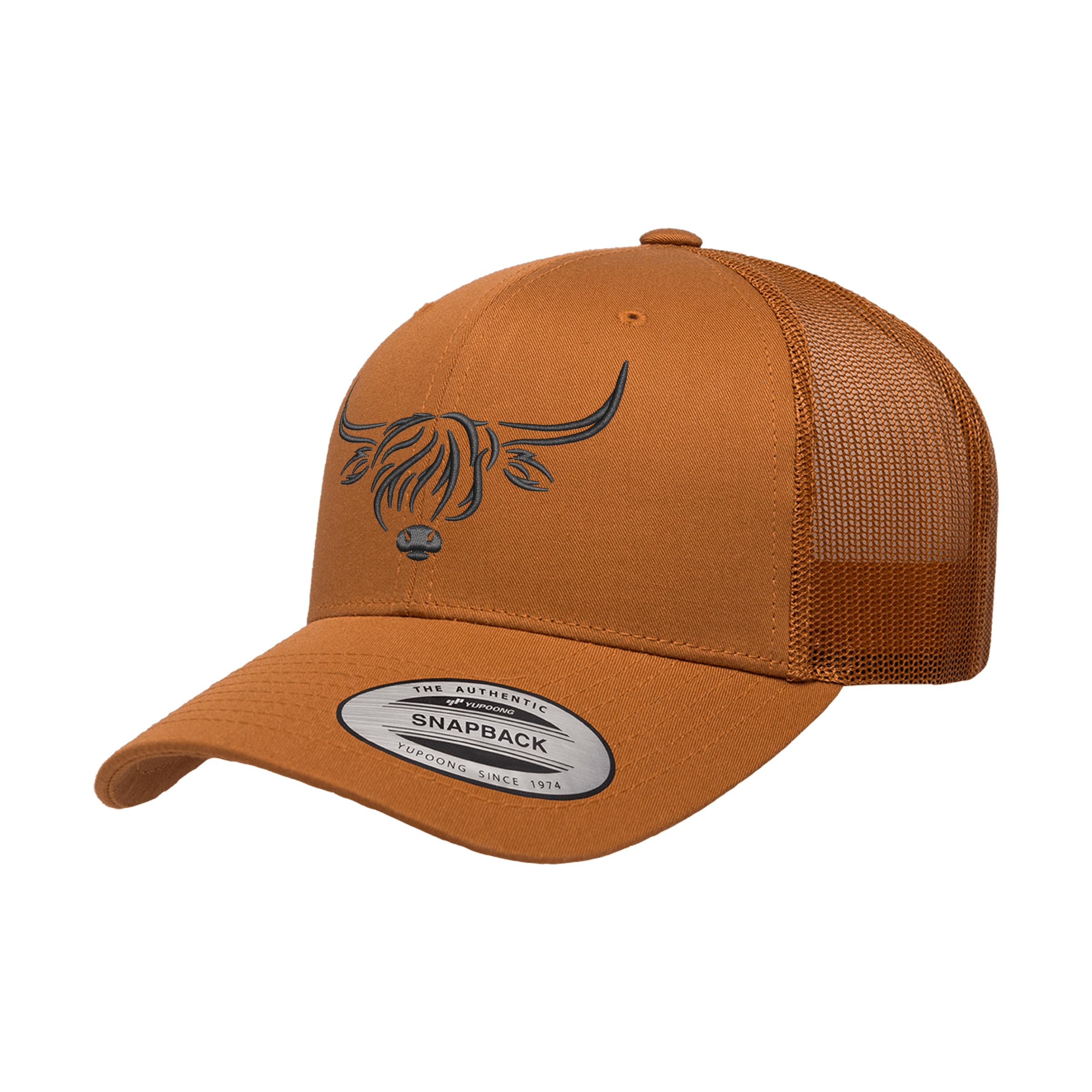 Country Baseball Hat for Men & Women, Embroidered Longhorn Cow Trucker Hat, Adjustable Mesh Snapback Cap