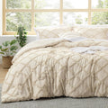 Bedsure Tufted Boho Comforter Set King Size - Beige Boho Bed Set, GentleSoft™ 3 Pieces Farmhouse Shabby Chic Embroidery Bedding, Gifts for Woman, Soft Jacquard King Comforter for All Seasons
